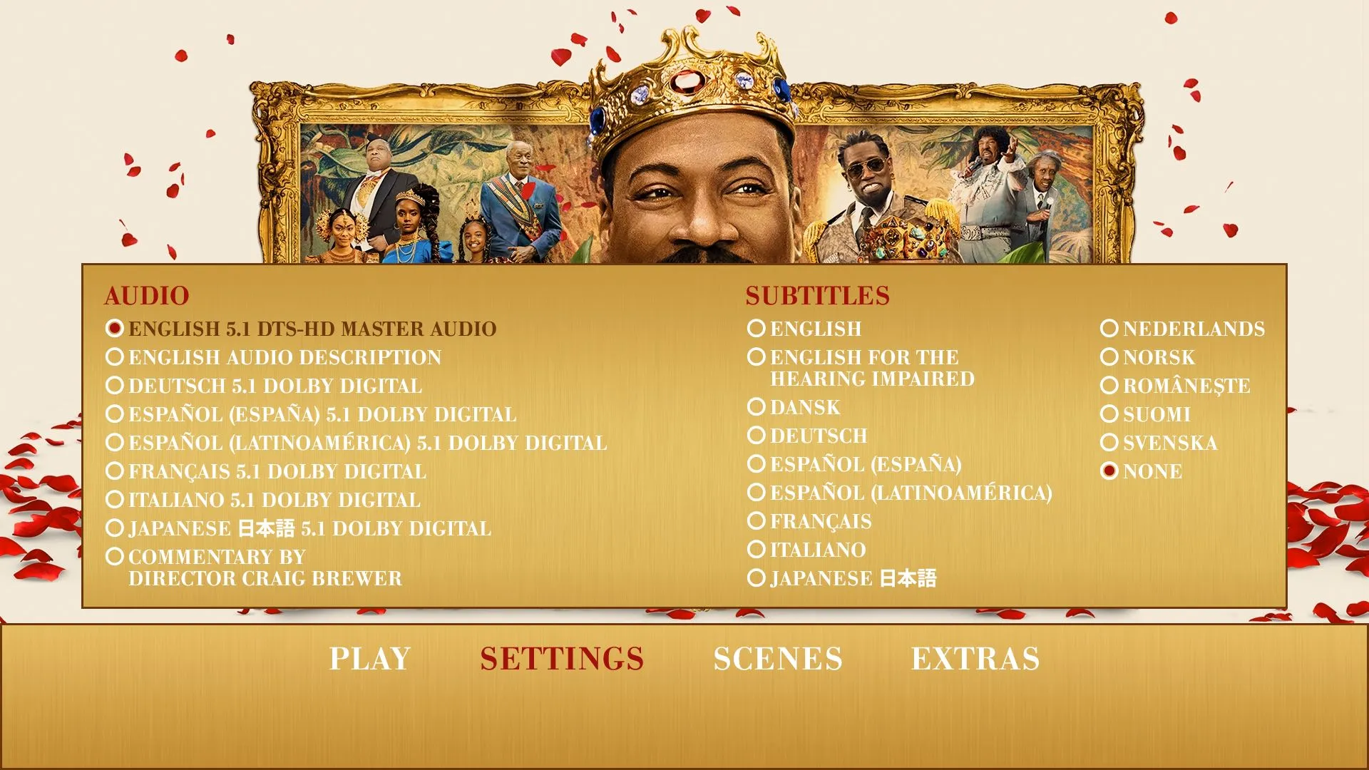 Coming 2 American Blu-ray Setup Menu