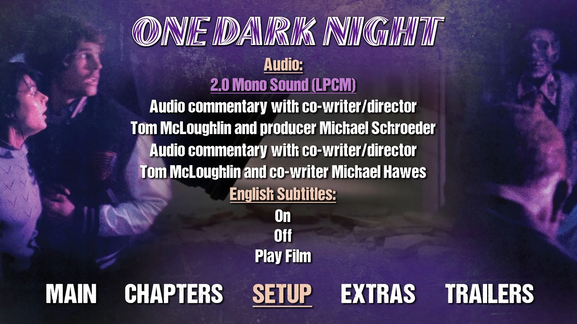 One Dark Night Blu-ray Setup Menu