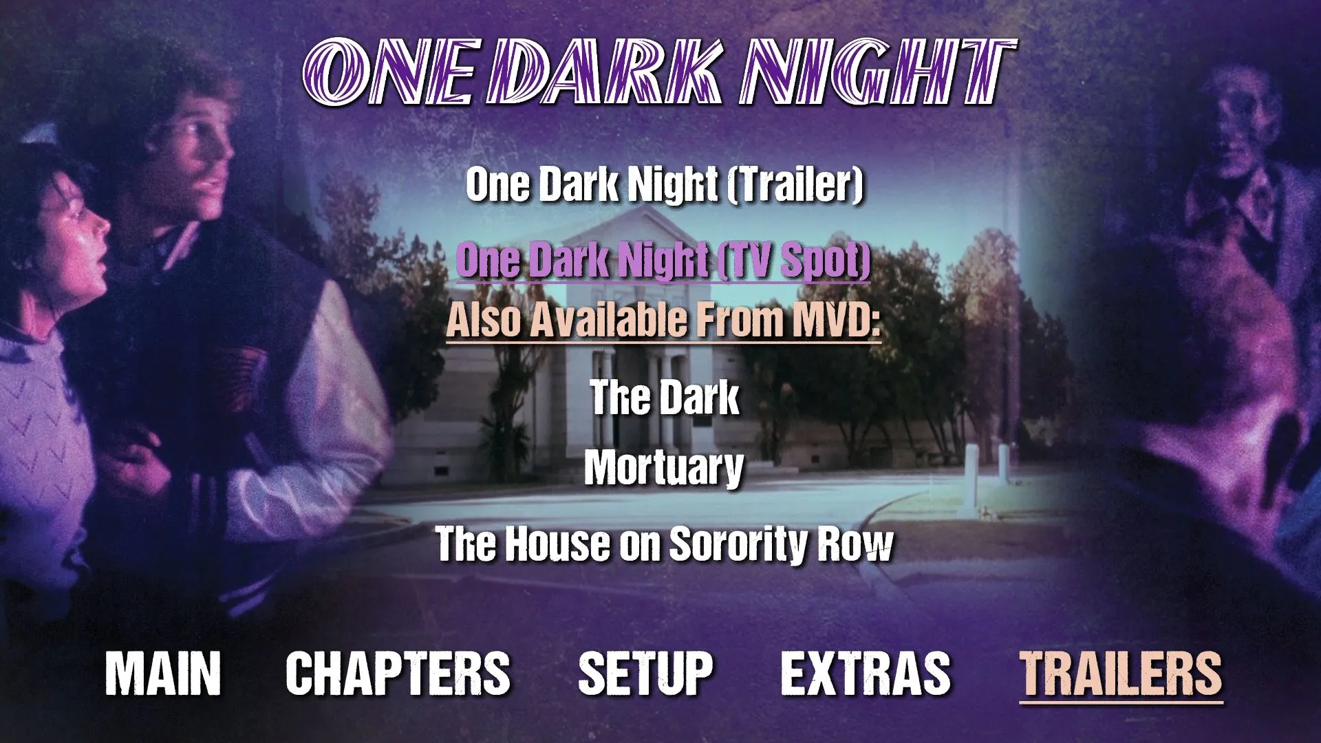 One Dark Night Blu-ray Trailers Menu