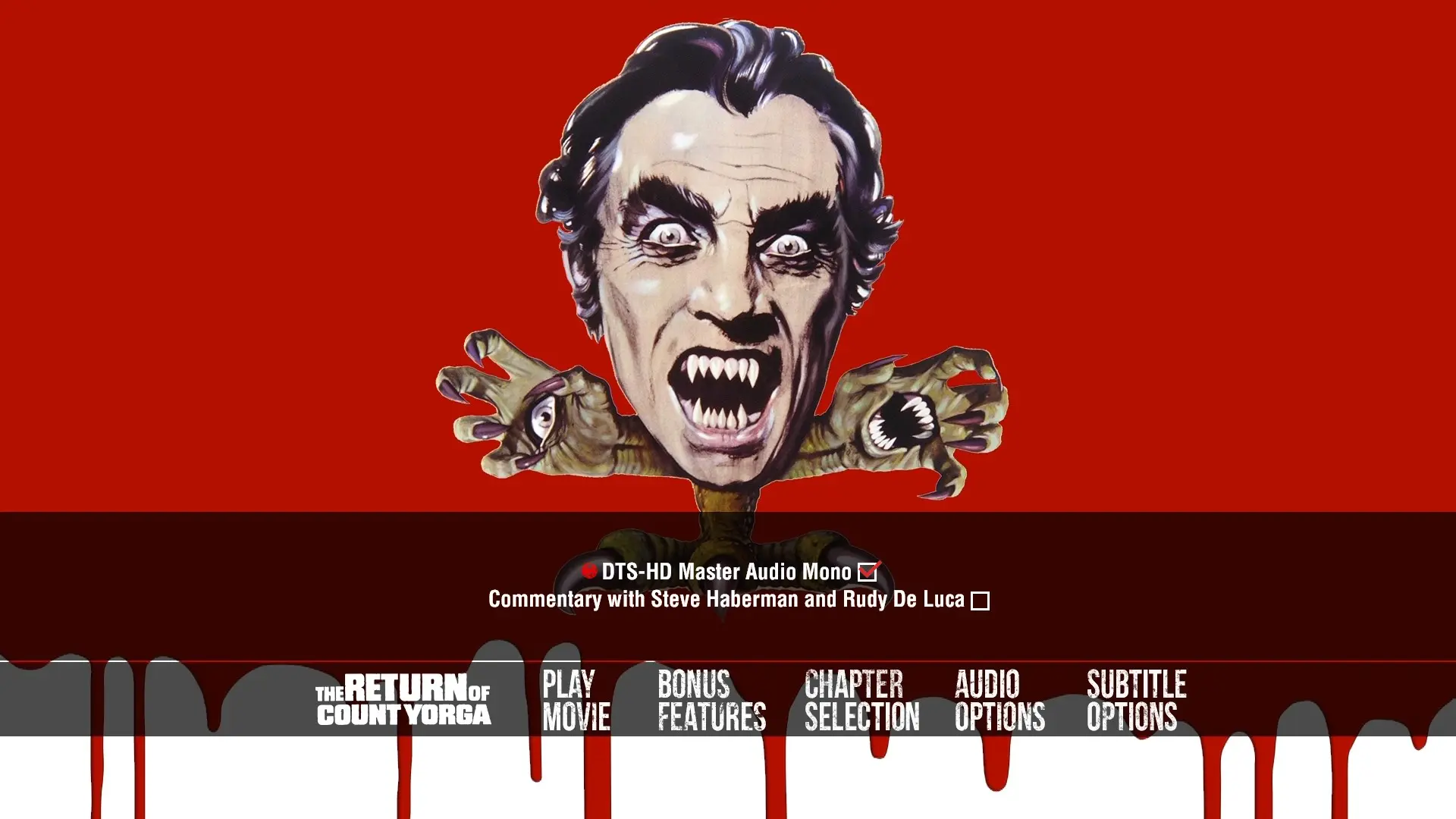 The Return of Count Yorga audio menu