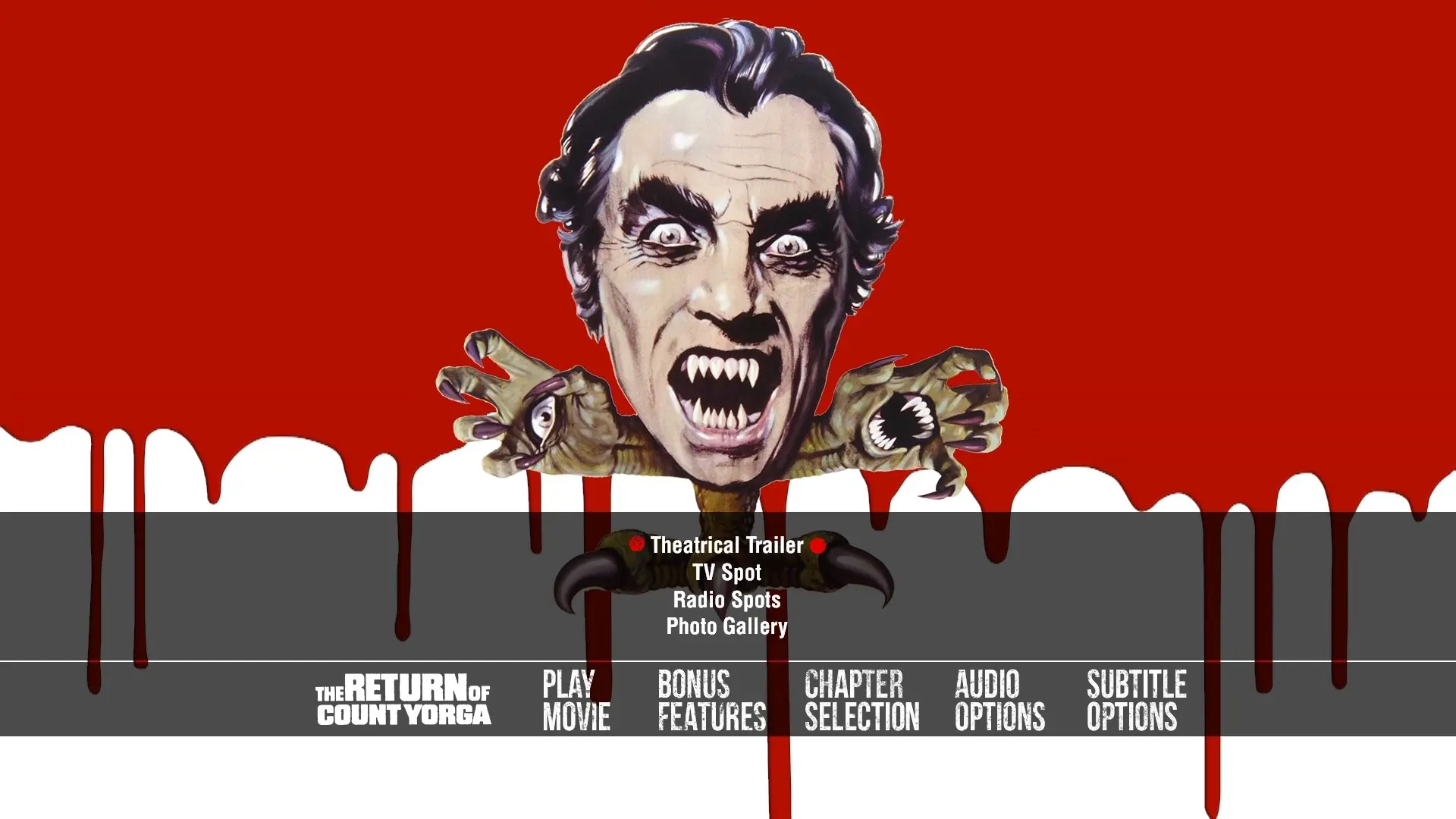 The Return of Count Yorga extras menu
