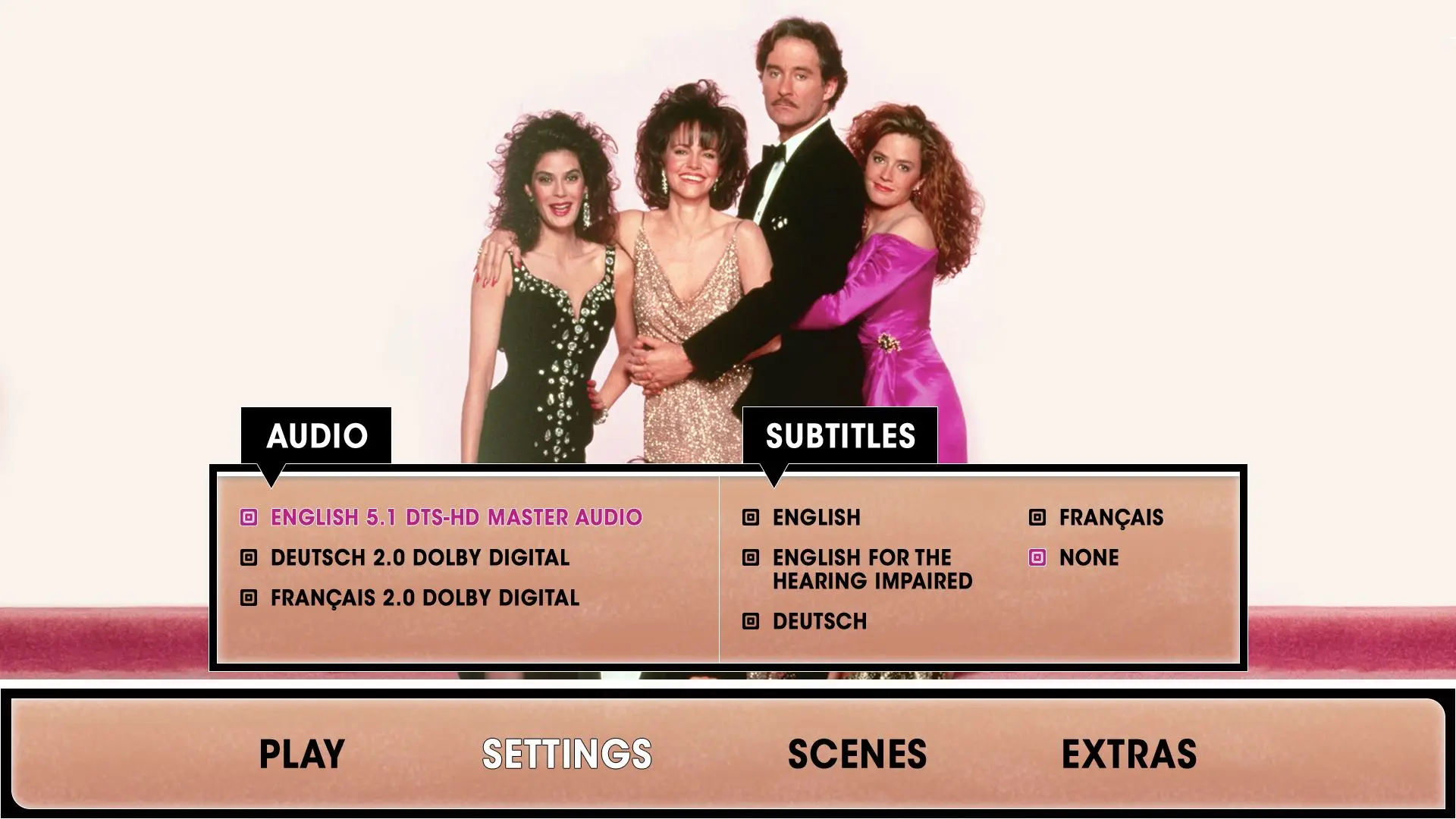 Soapdish Blu-ray Settings Menu