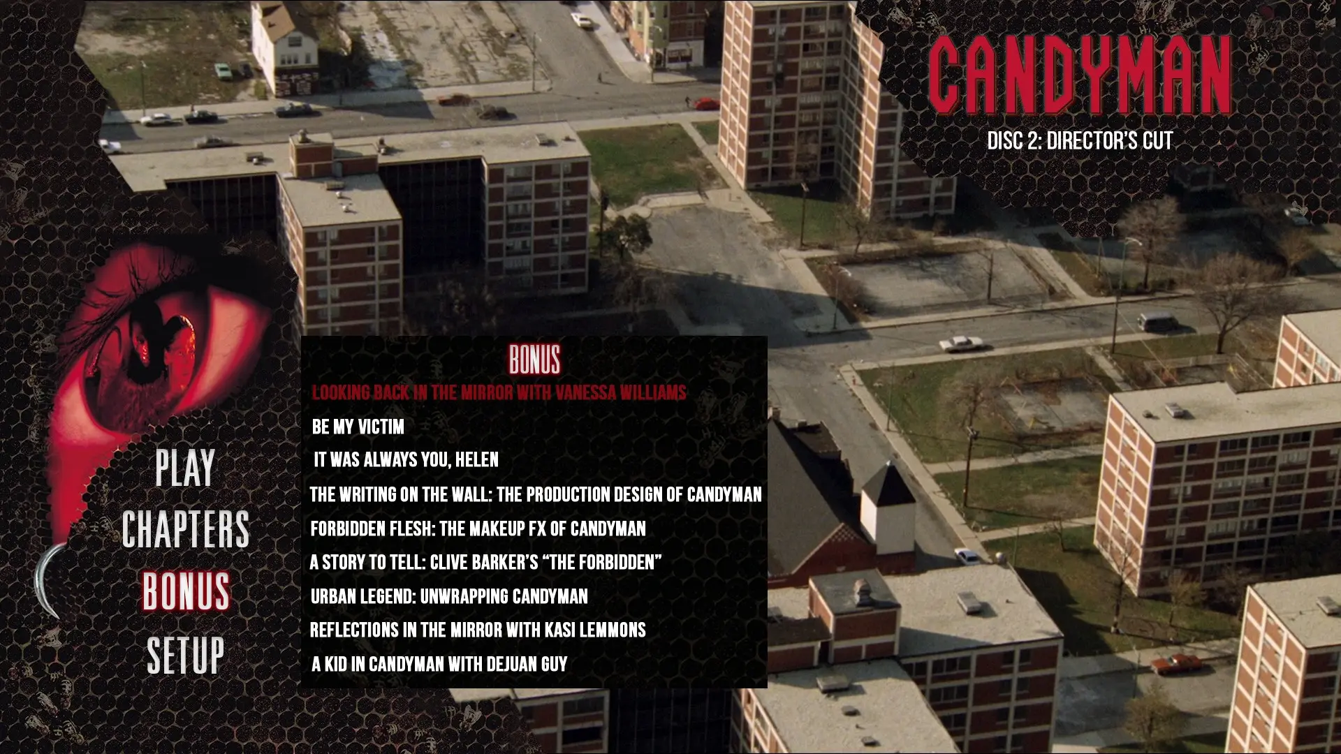 Candyman director's cut extras menu