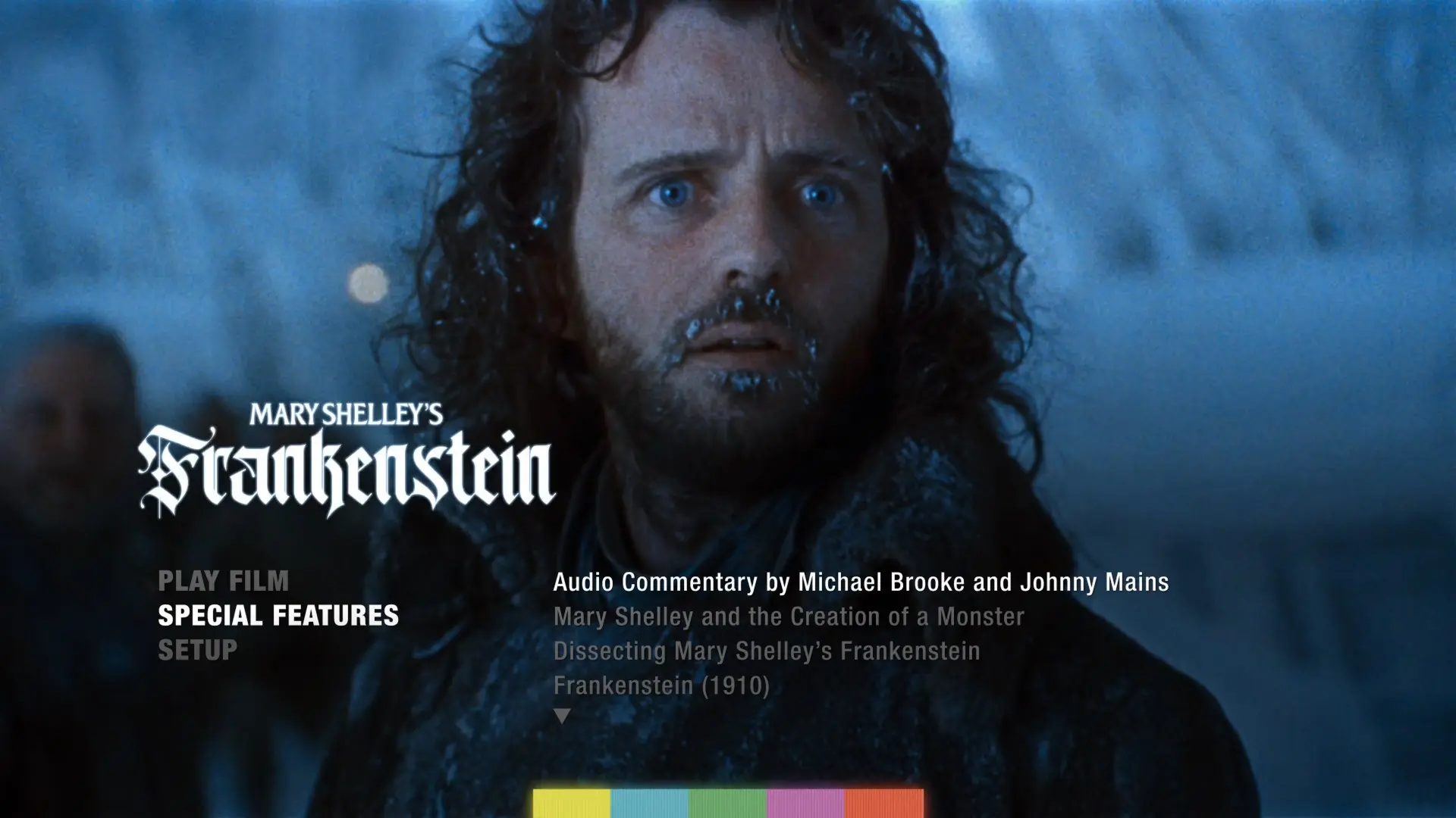 Mary Shelley's Frankenstein 4K extras menu 1