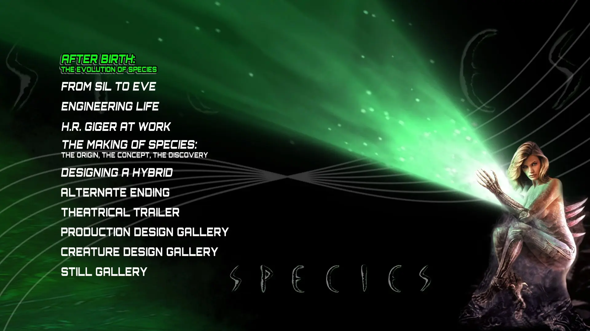 Species extras menu