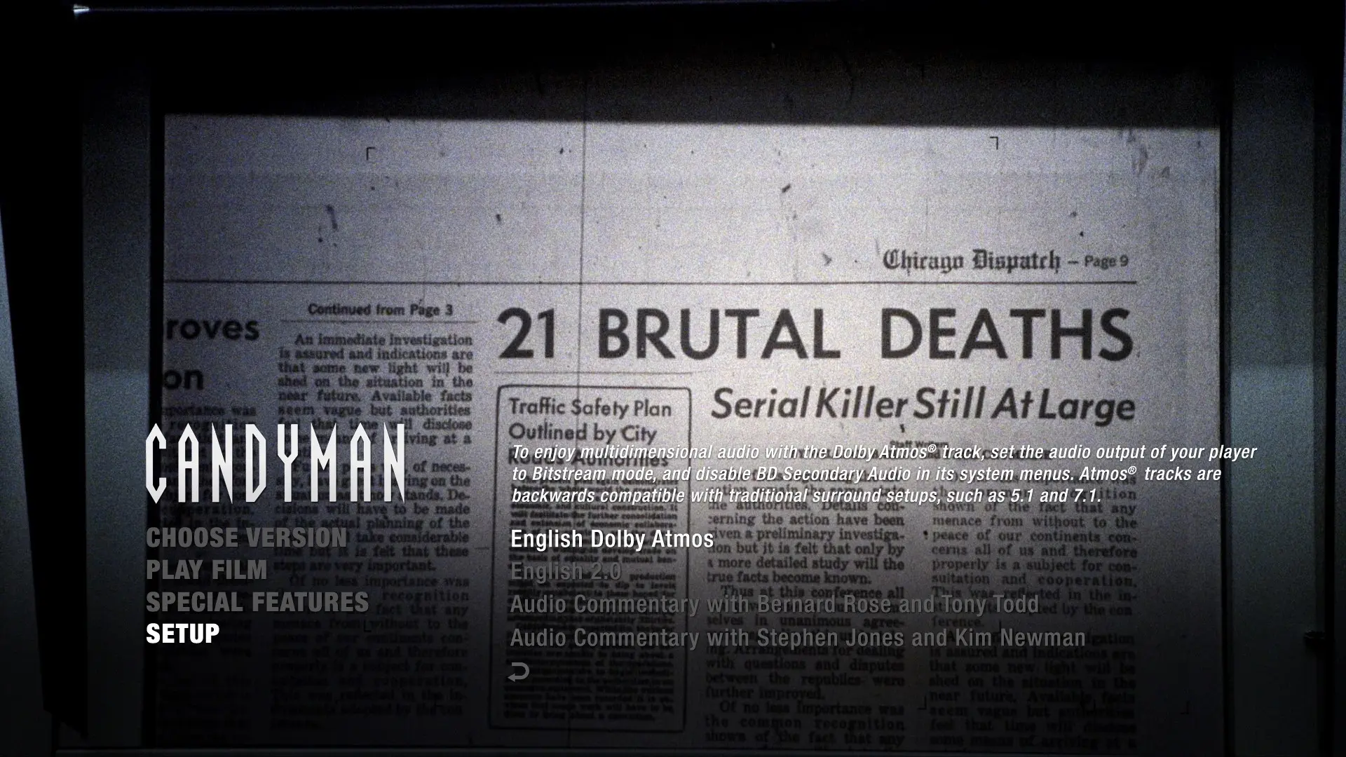 Candyman 4K setup menu