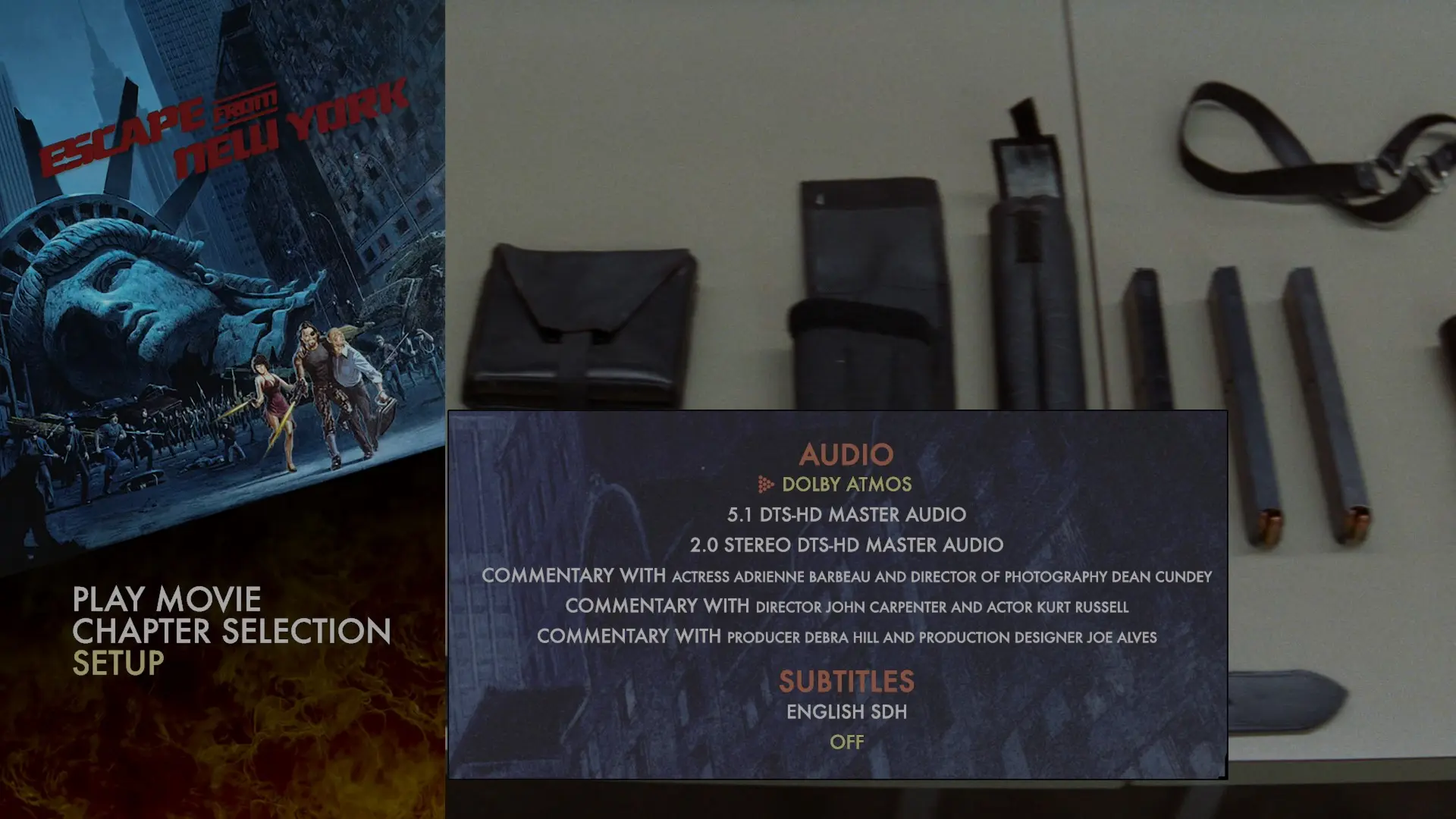 Escape from New York 4K setup menu