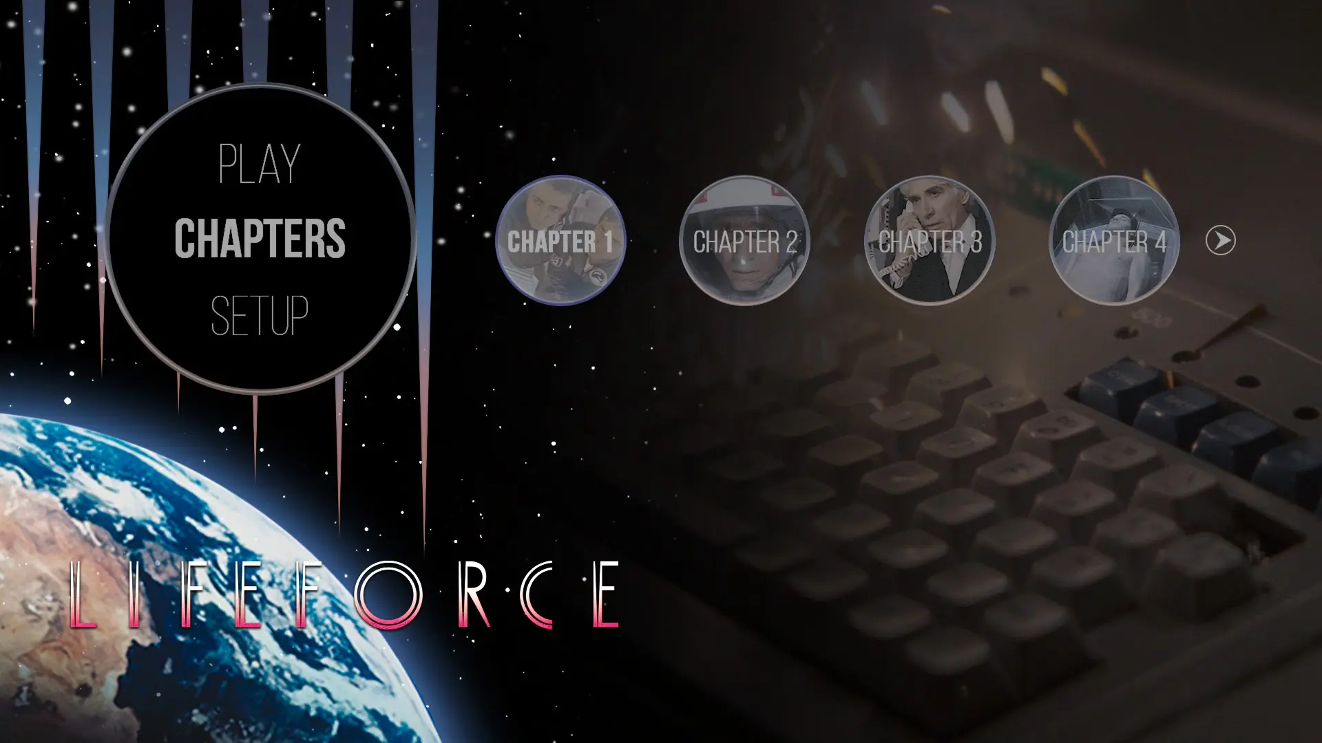 Lifeforce 4K scene select menu