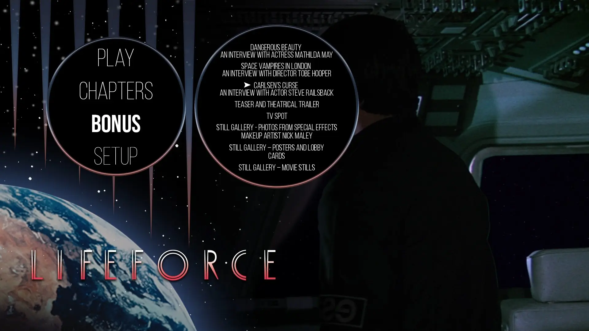 Lifeforce 4K theatrical cut extras menu