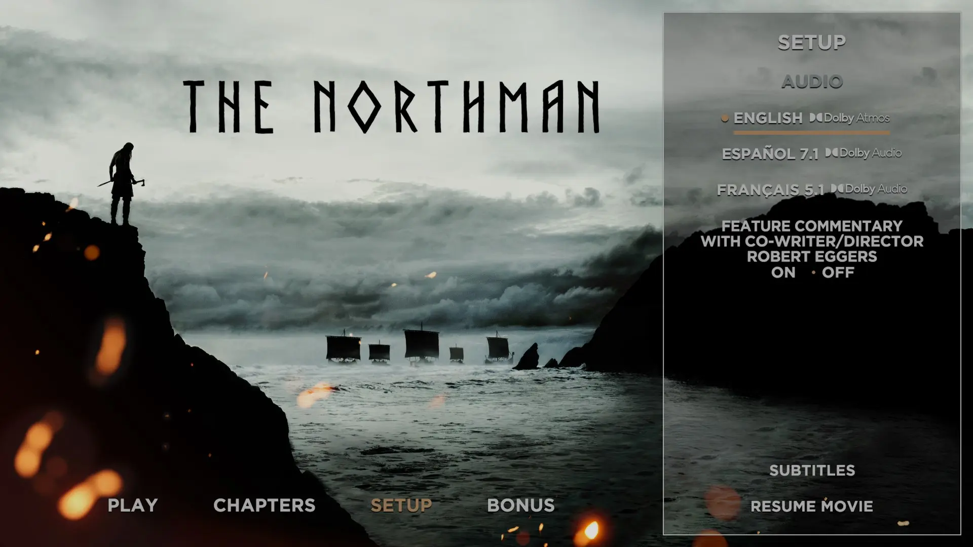 The Northman 4K setup menu