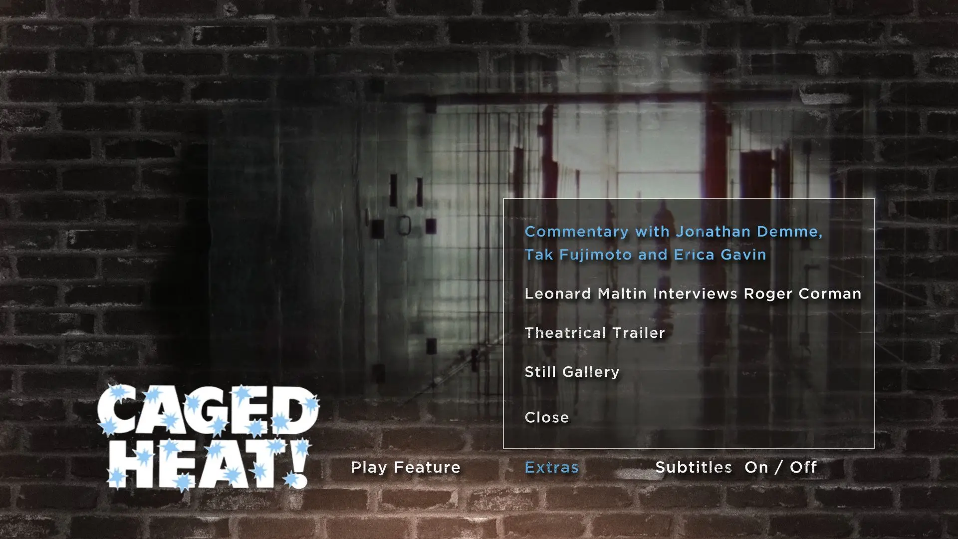 Caged Heat Blu-ray Extras Menu