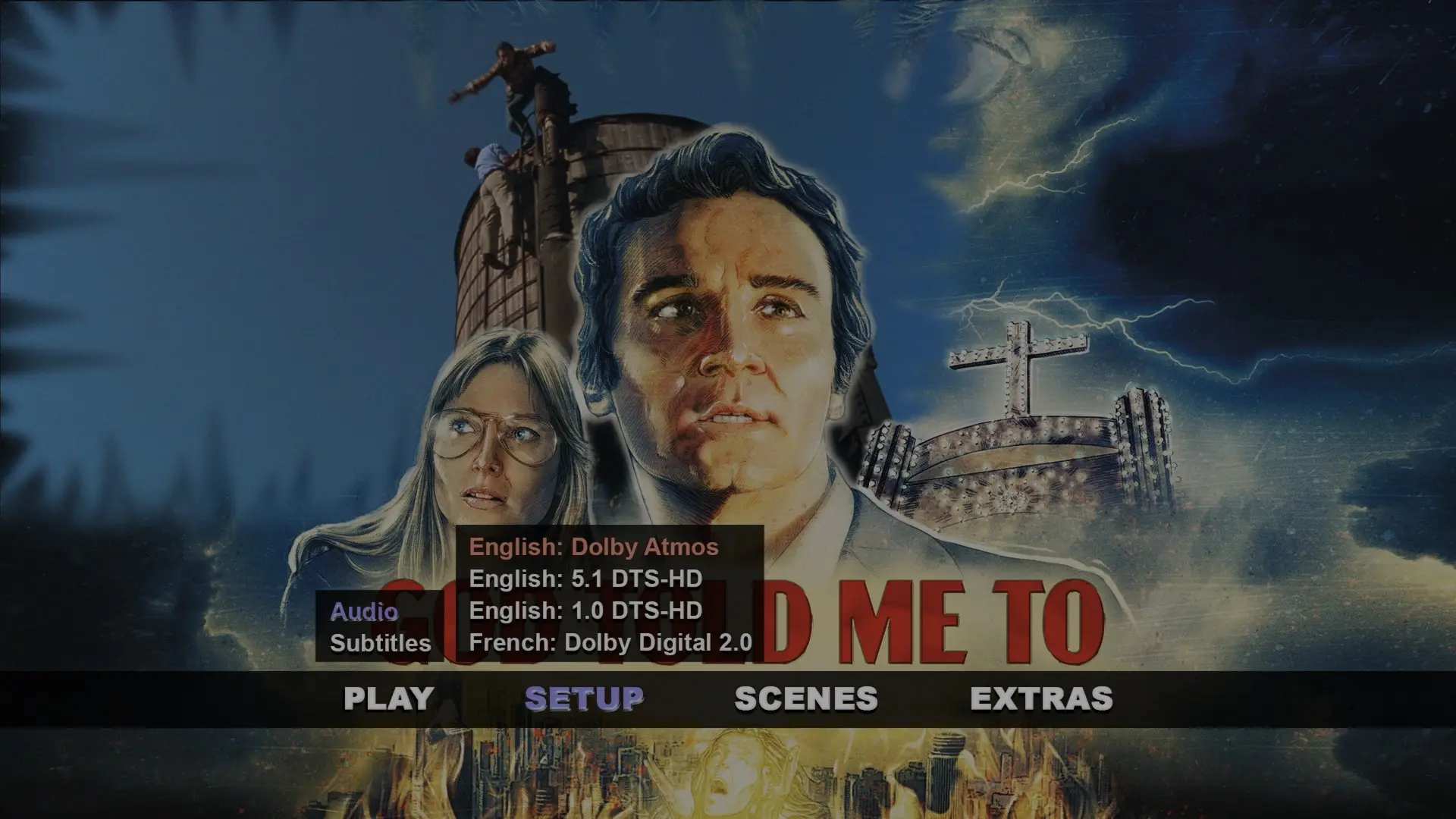 God Told Me To 4K audio menu