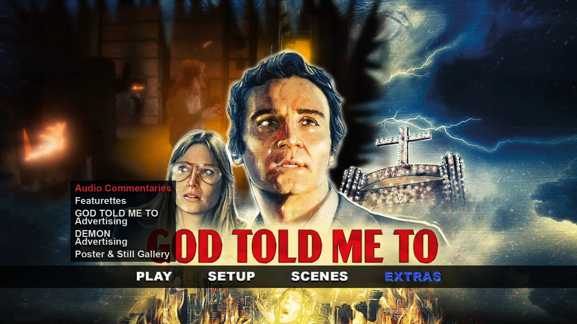 God Told Me To Blu-ray extras menu