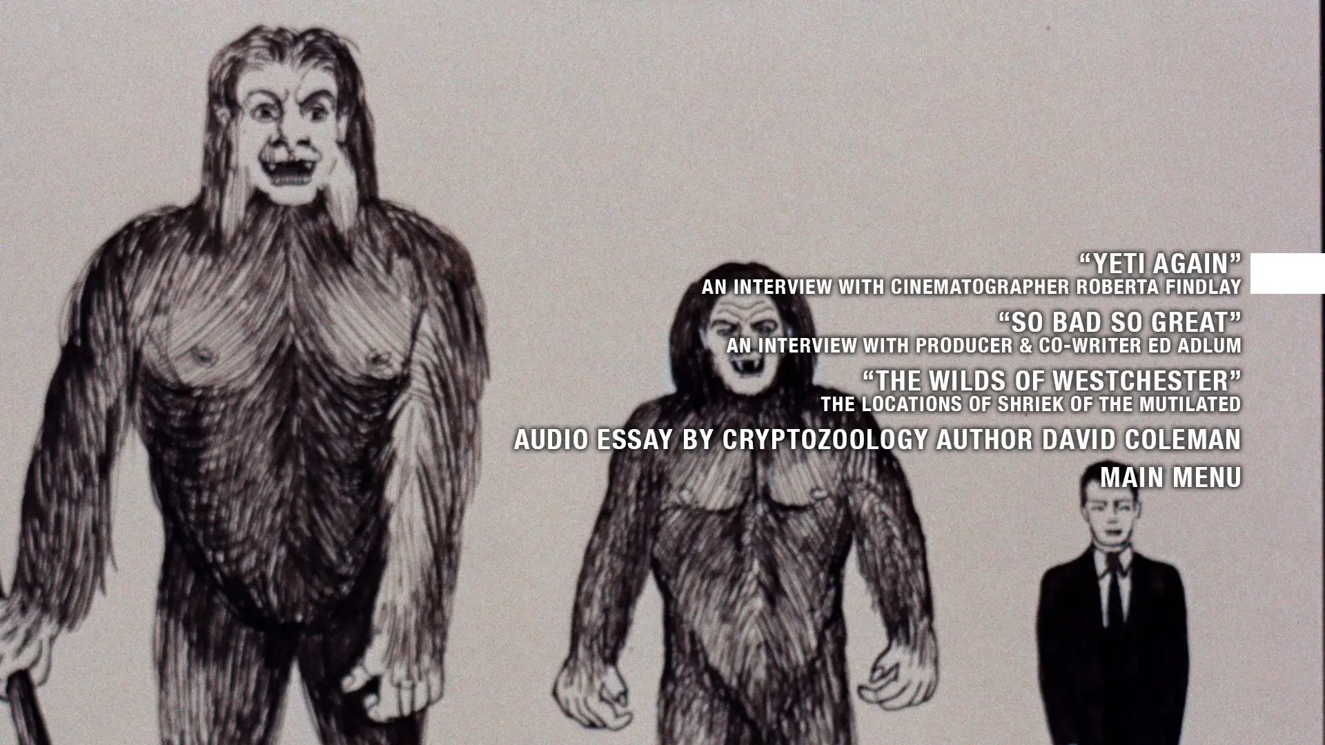 Shriek of the Mutilated extras menu