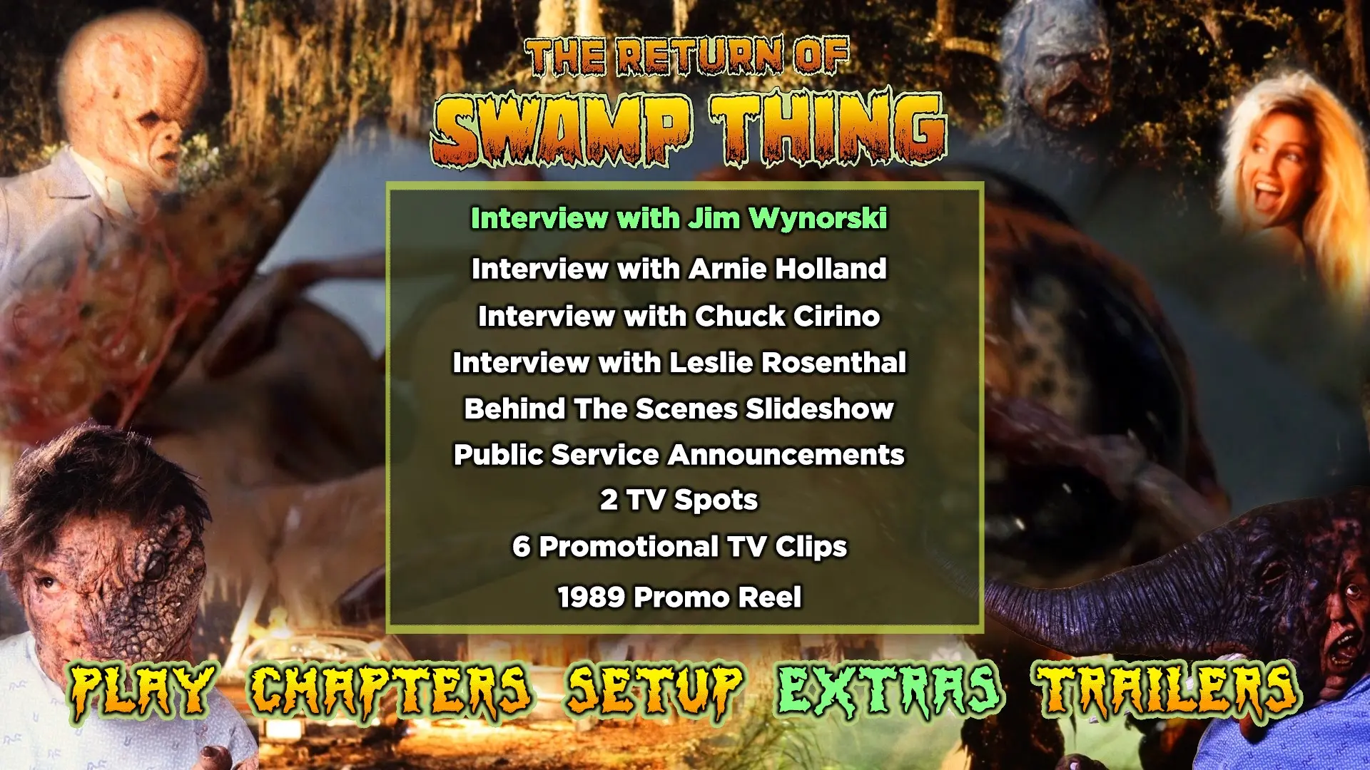 The Return of Swamp Thing extras menu