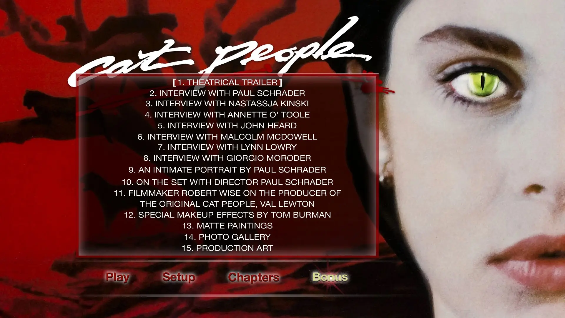 Cat People 4K extras menu