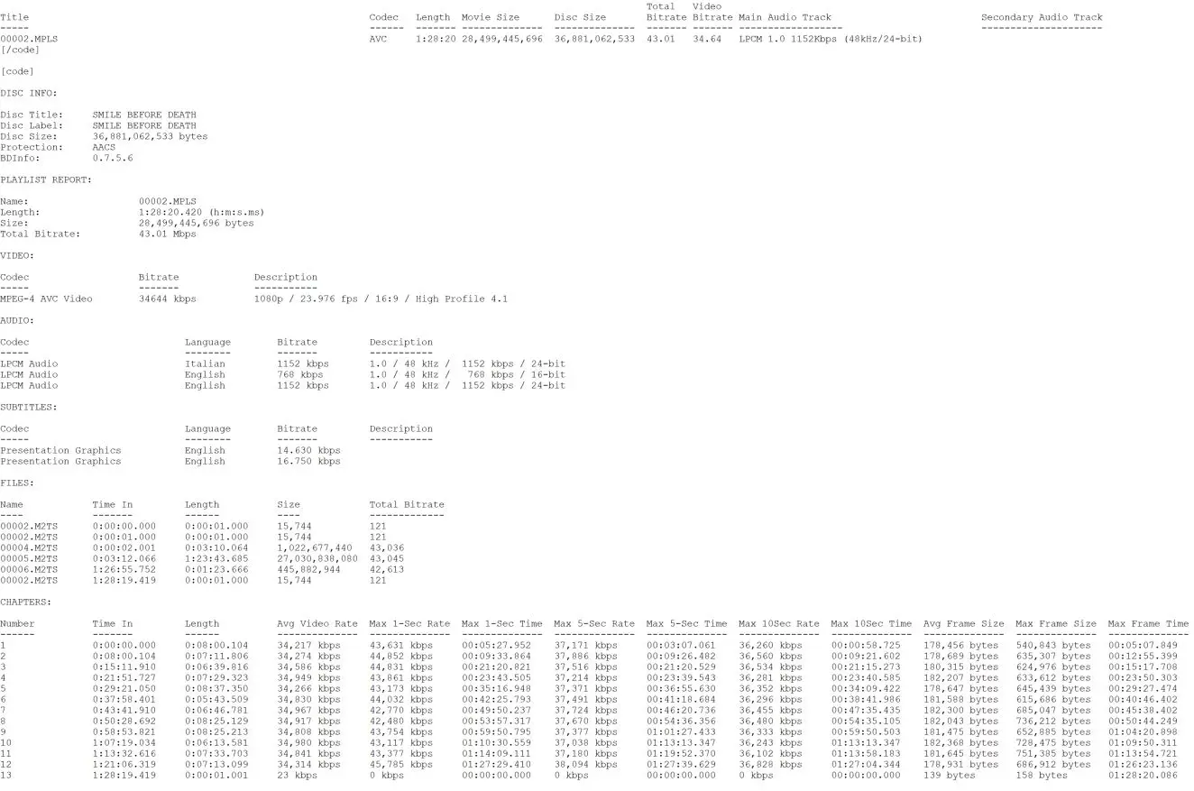 Smile Before Death Blu-ray Italian BD Info