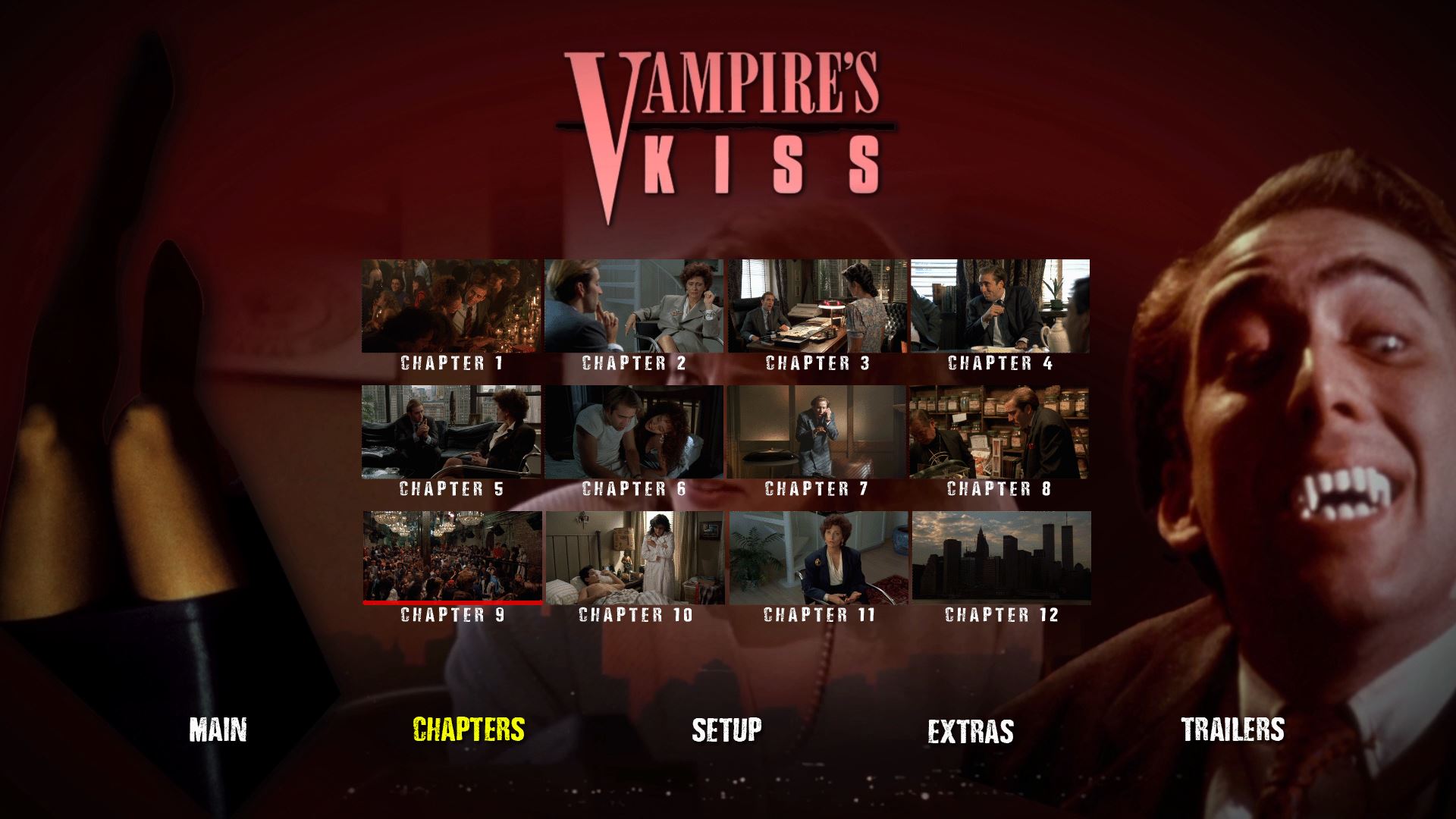 Vampire's Kiss Blu-ray Chapters Menu
