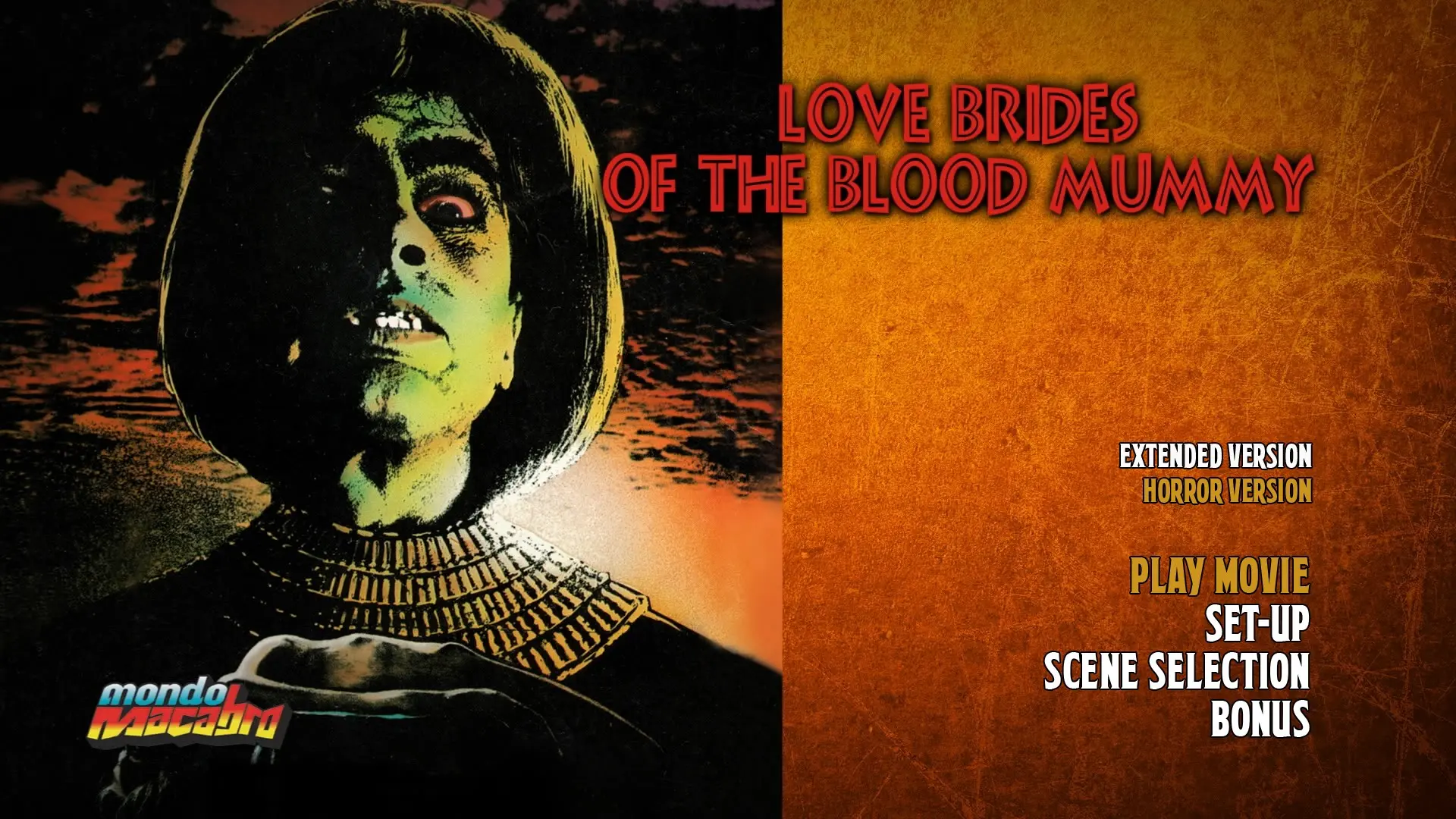 Love Brides of the Blood Mummy Blu-ray menu