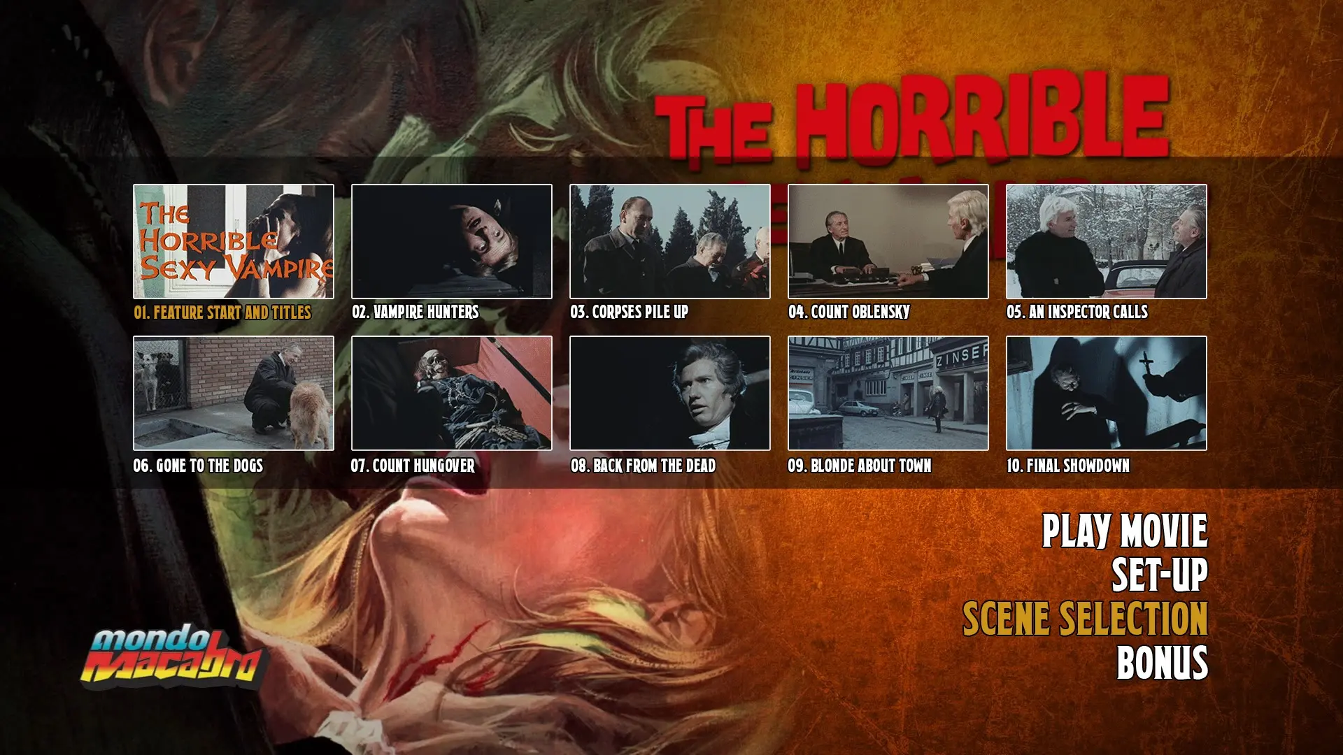 The Horrible Sexy Vampire scene select menu