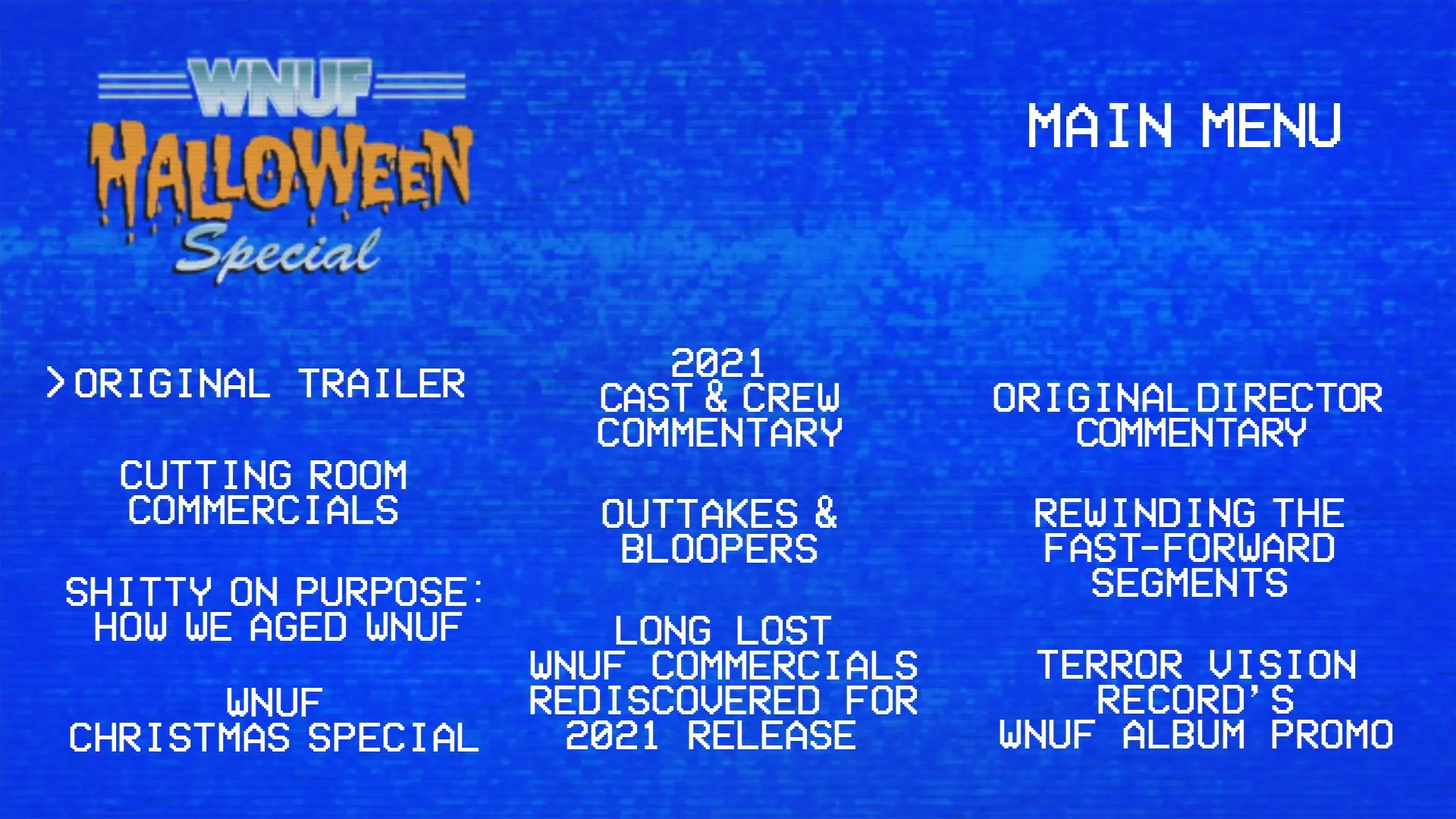 WNUF Halloween Special extras menu