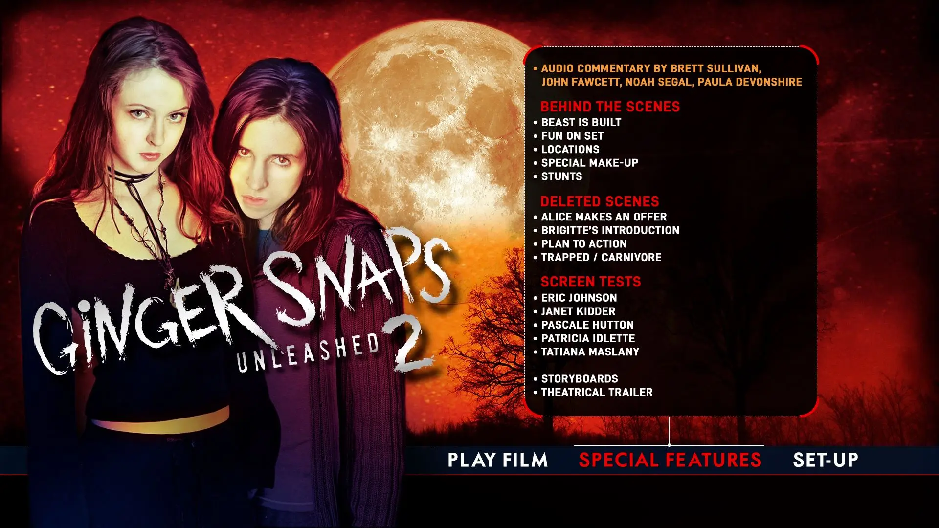 Ginger Snaps 2 Blu-ray Extras Menu
