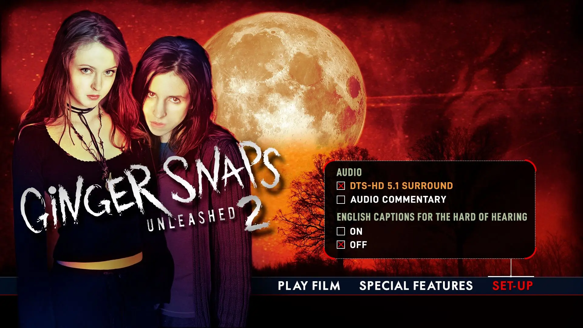 Ginger Snaps 2 Blu-ray Setup Menu