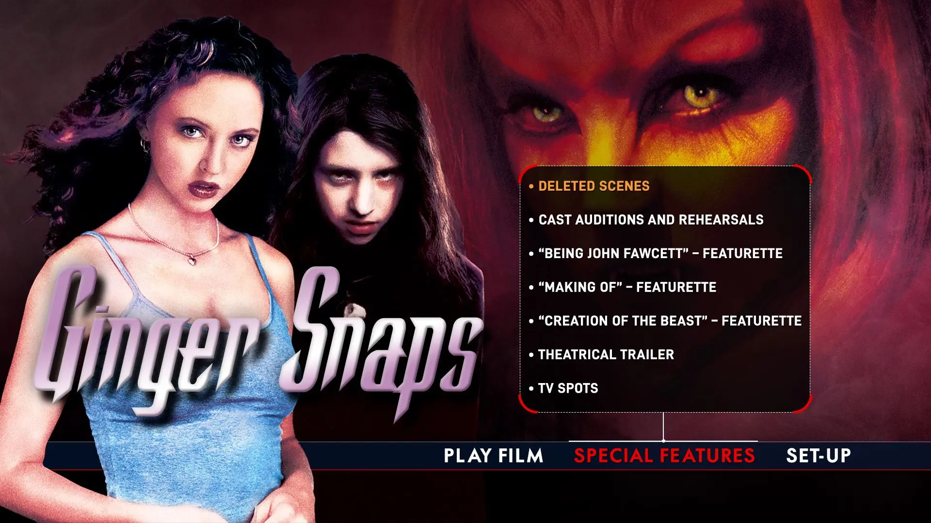 Ginger Snaps Blu-ray Extras Menu