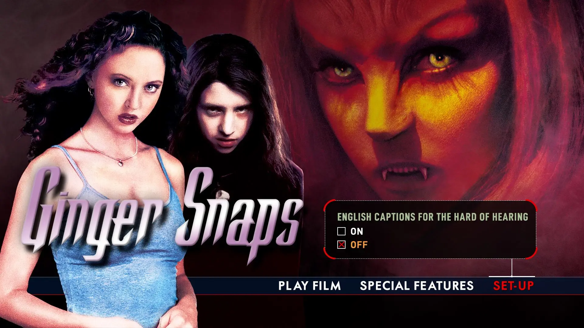 Ginger Snaps Blu-ray Setup Menu