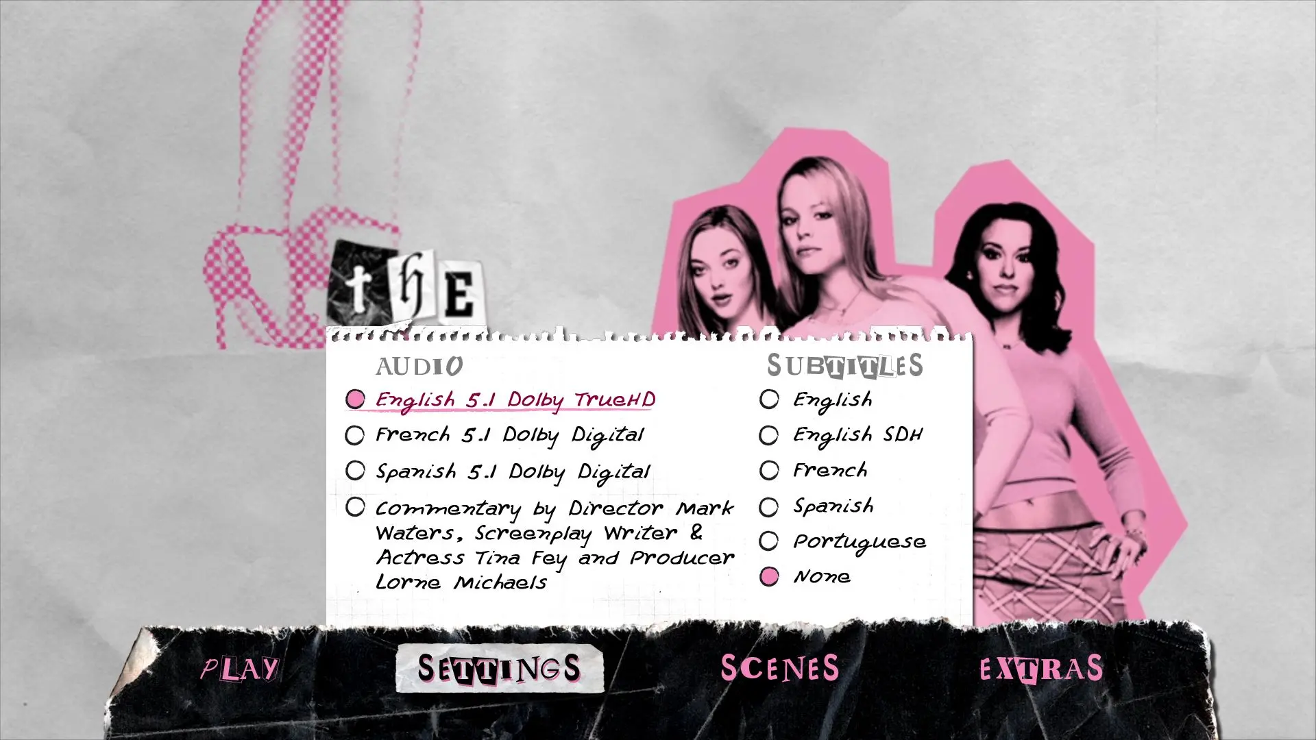 Mean Girls Blu-ray Setup Menu