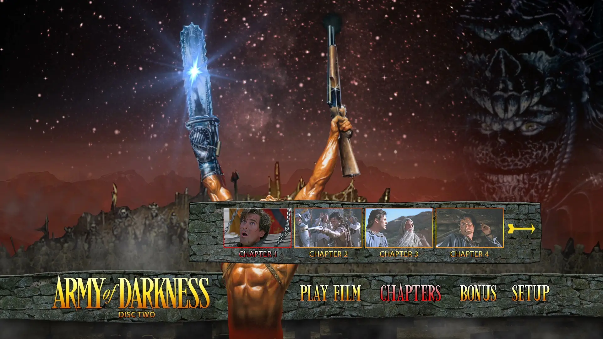 Army of Darkness 4K director's cut scene select meni