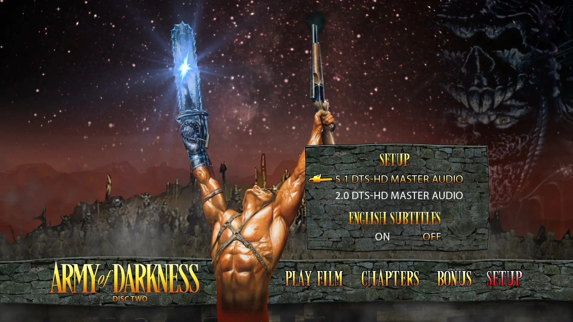 Army of Darkness 4K director's cut setup menu