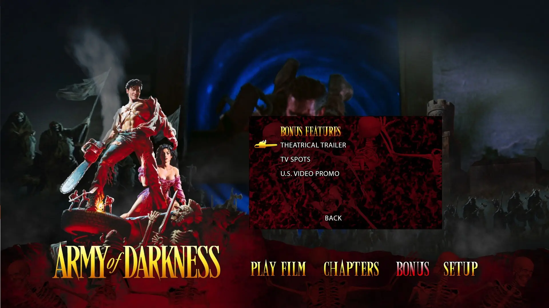 Army of Darkness 4K extras menu 2