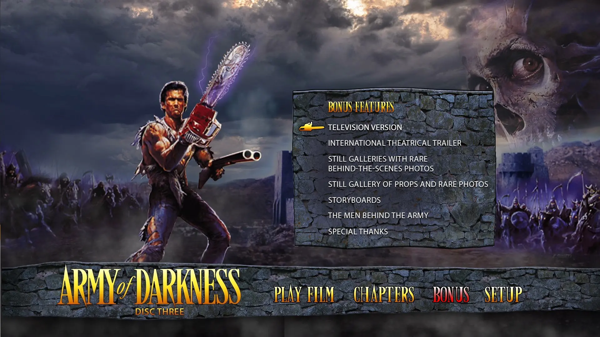 Army of Darkness 4K international cut extras menu