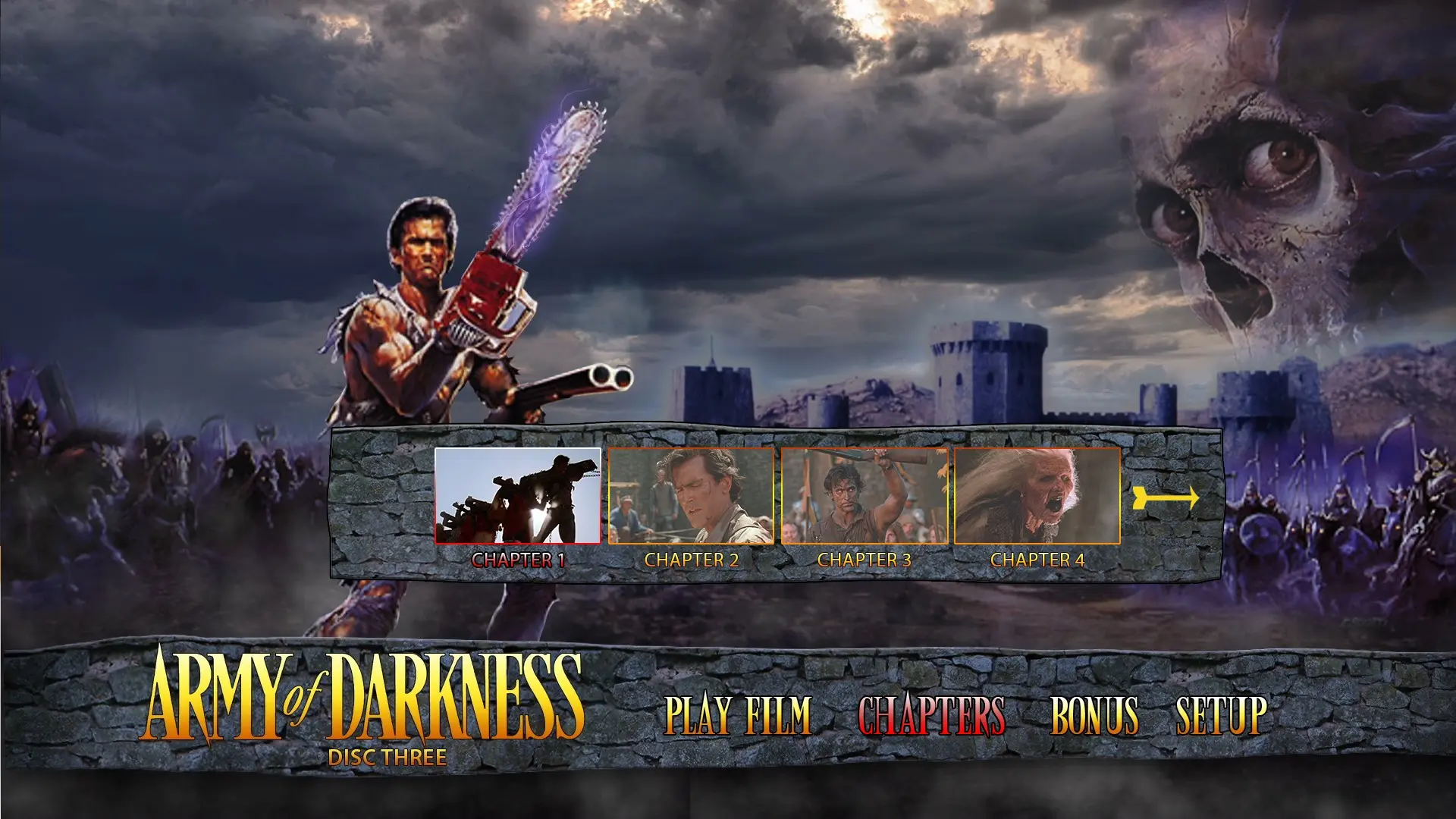 Army of Darkness 4K international cut scene select menu