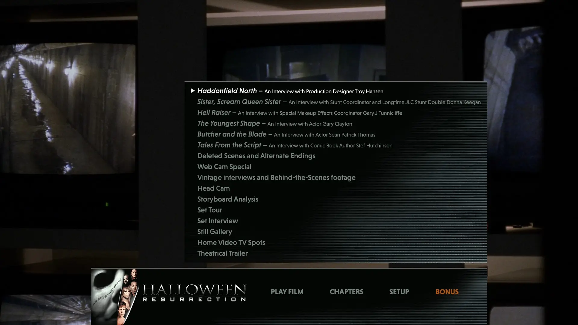 Halloween: Resurrection 4K extras menu