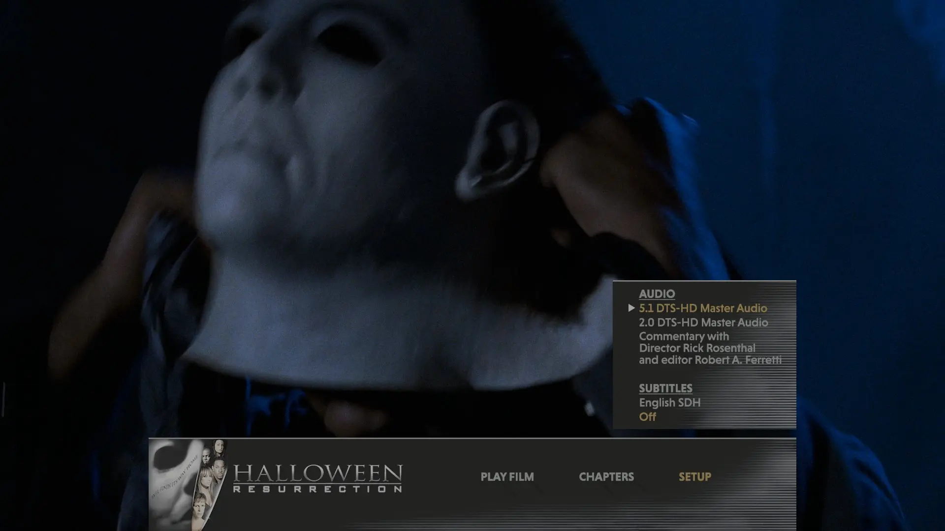 Halloween: Resurrection 4K setup menu