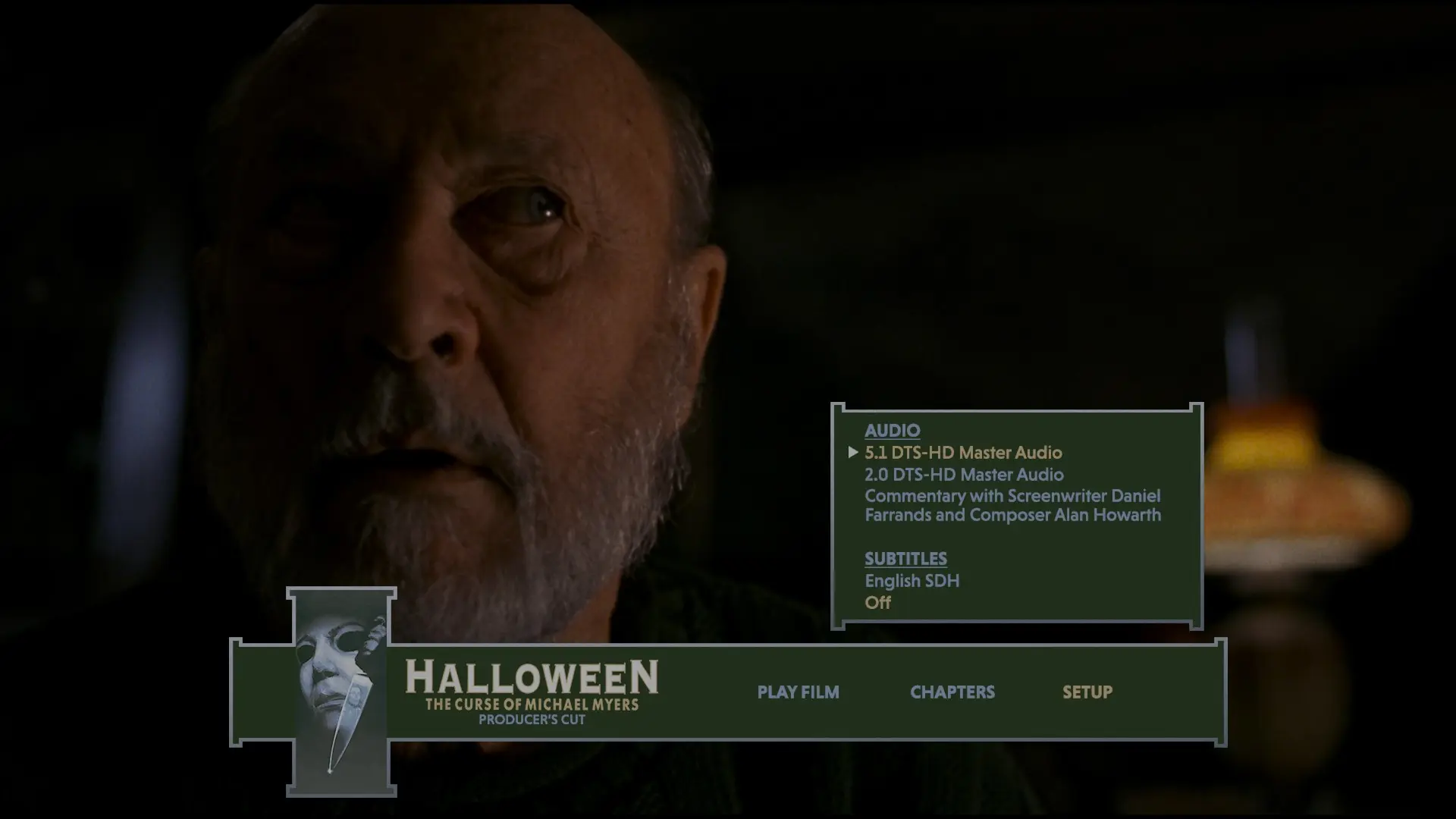 Halloween: The Curse of Michael Myers Producer's Cut 4K setup menu