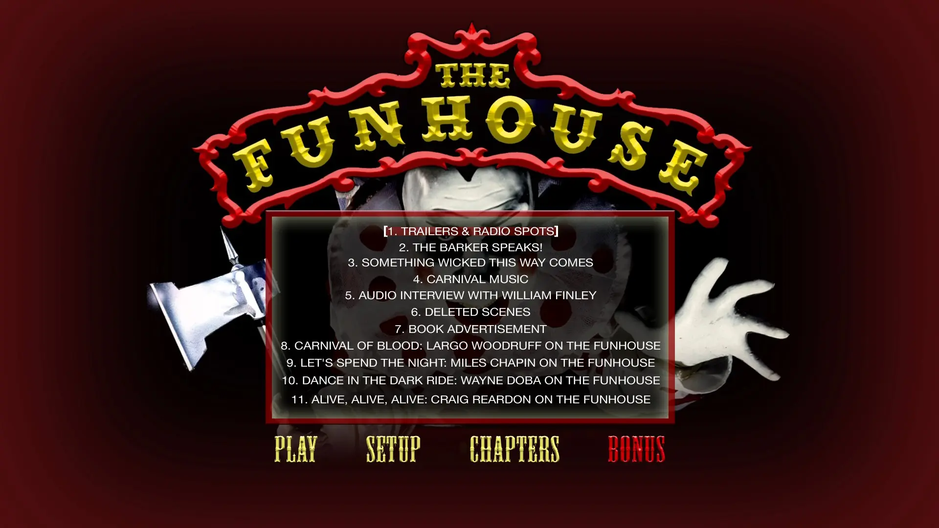 The Funhouse 4K extras menu