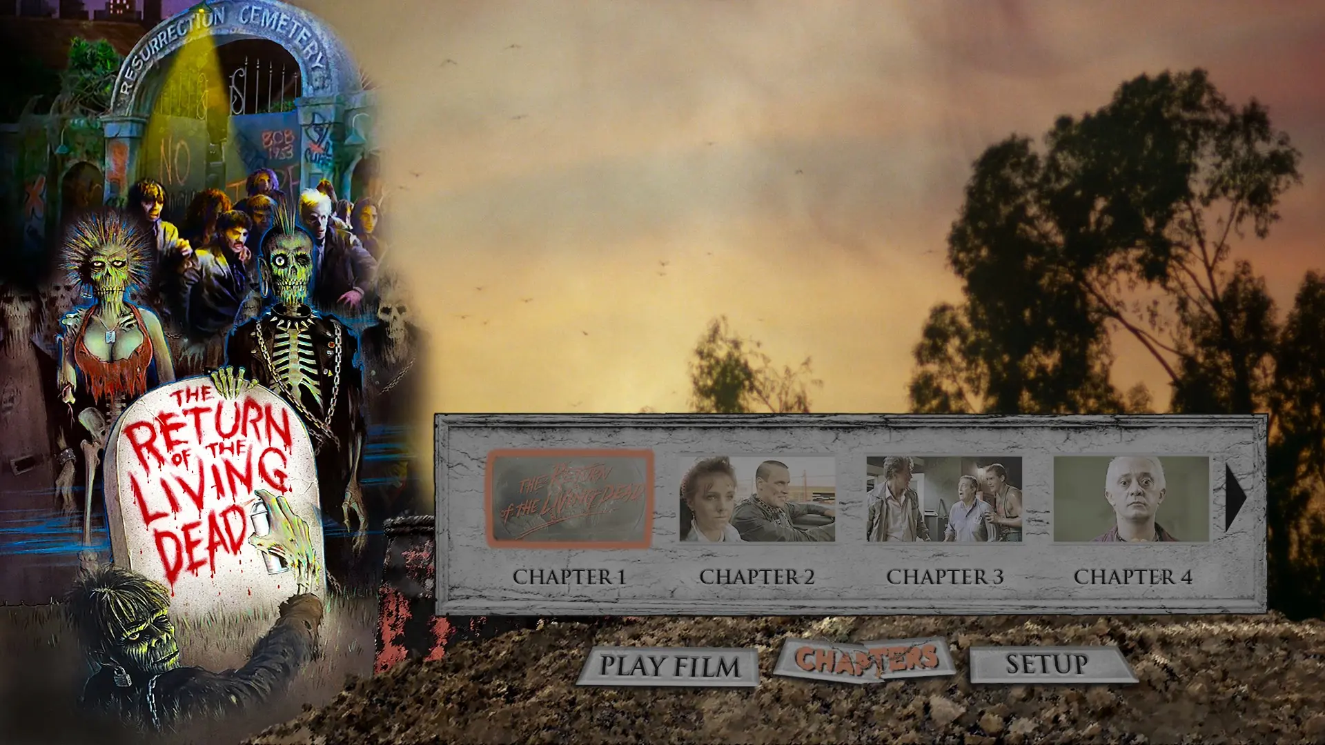 The Return of the Living Dead 4K scene select menu