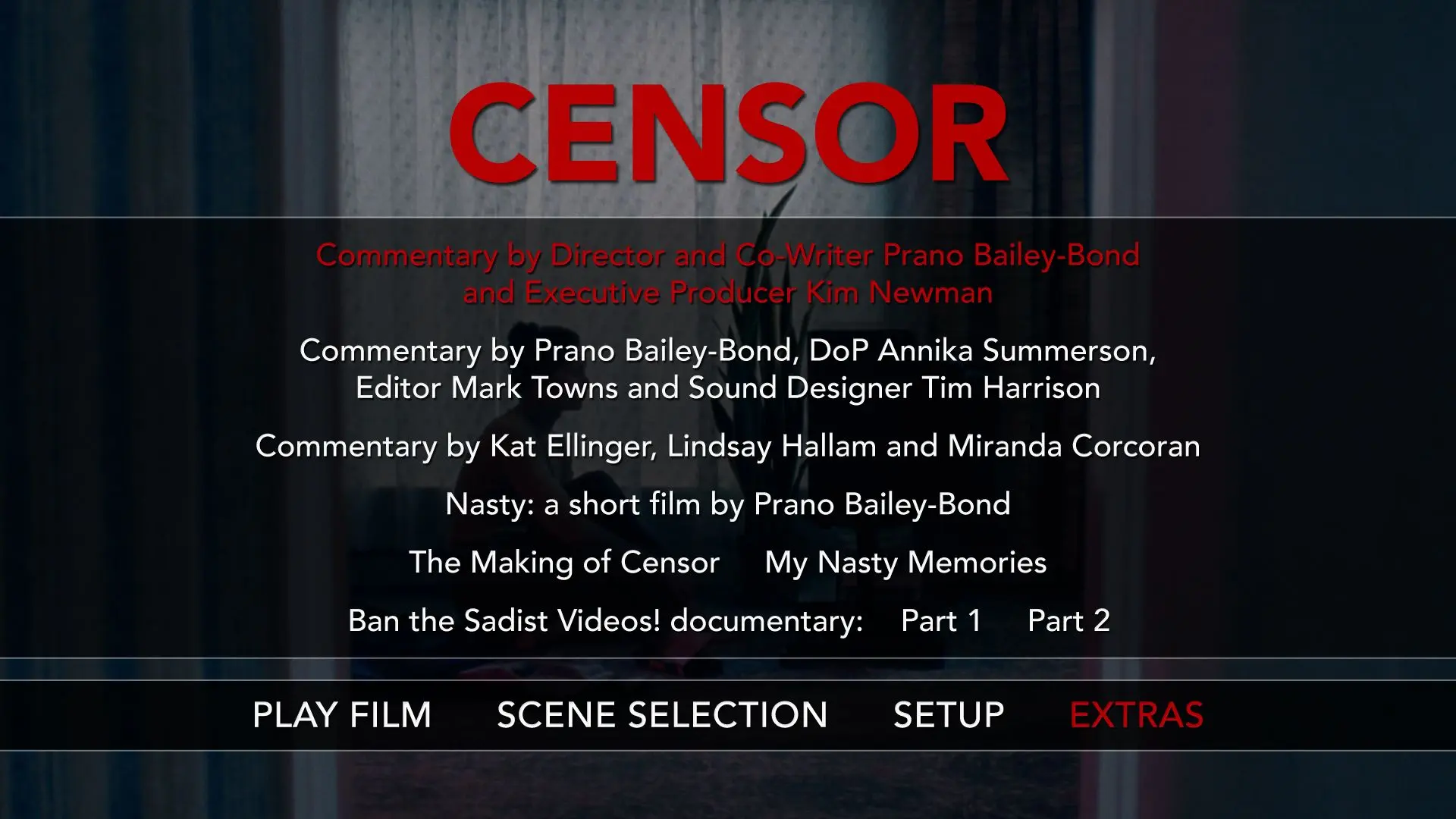 Censor Disc 1 Blu-ray Extras Menu