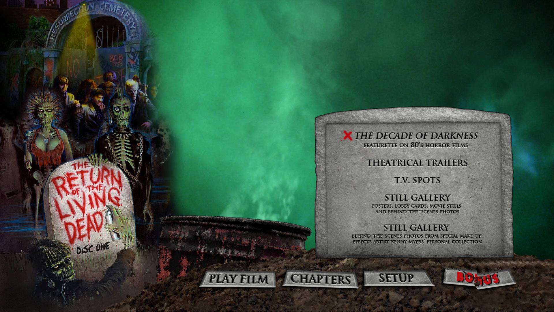 The Return of the Living Dead 4K extras menu 1