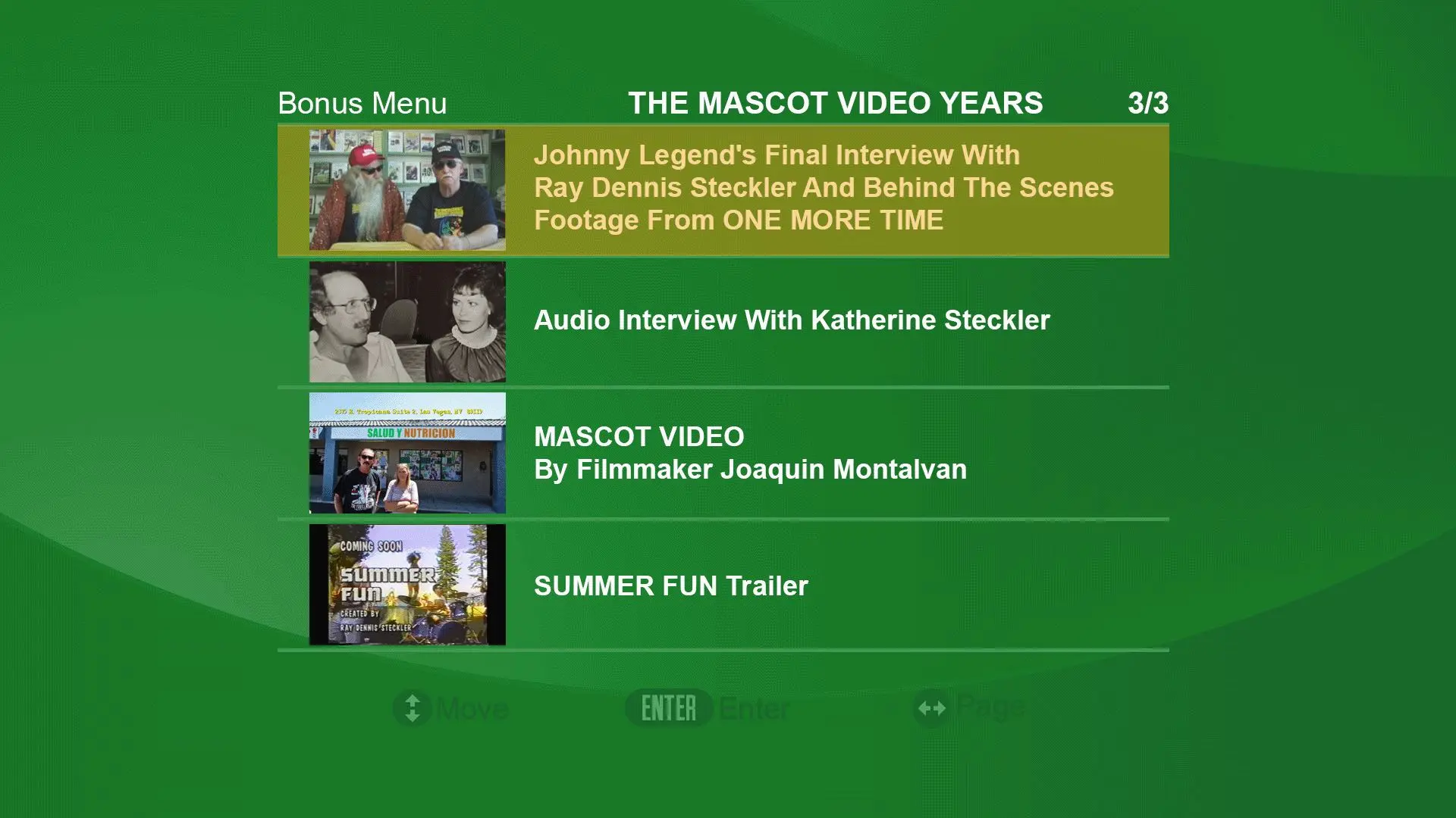 Summer Fun/Reading, PA/One More Time Blu-ray Extras Menu 2