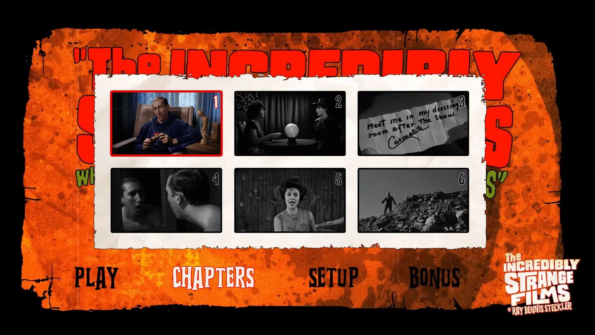 The Incredibly Strange Creatures Who Stopped Living and Became Mixed-Up Zombies!!? Blu-ray Chapters Menu