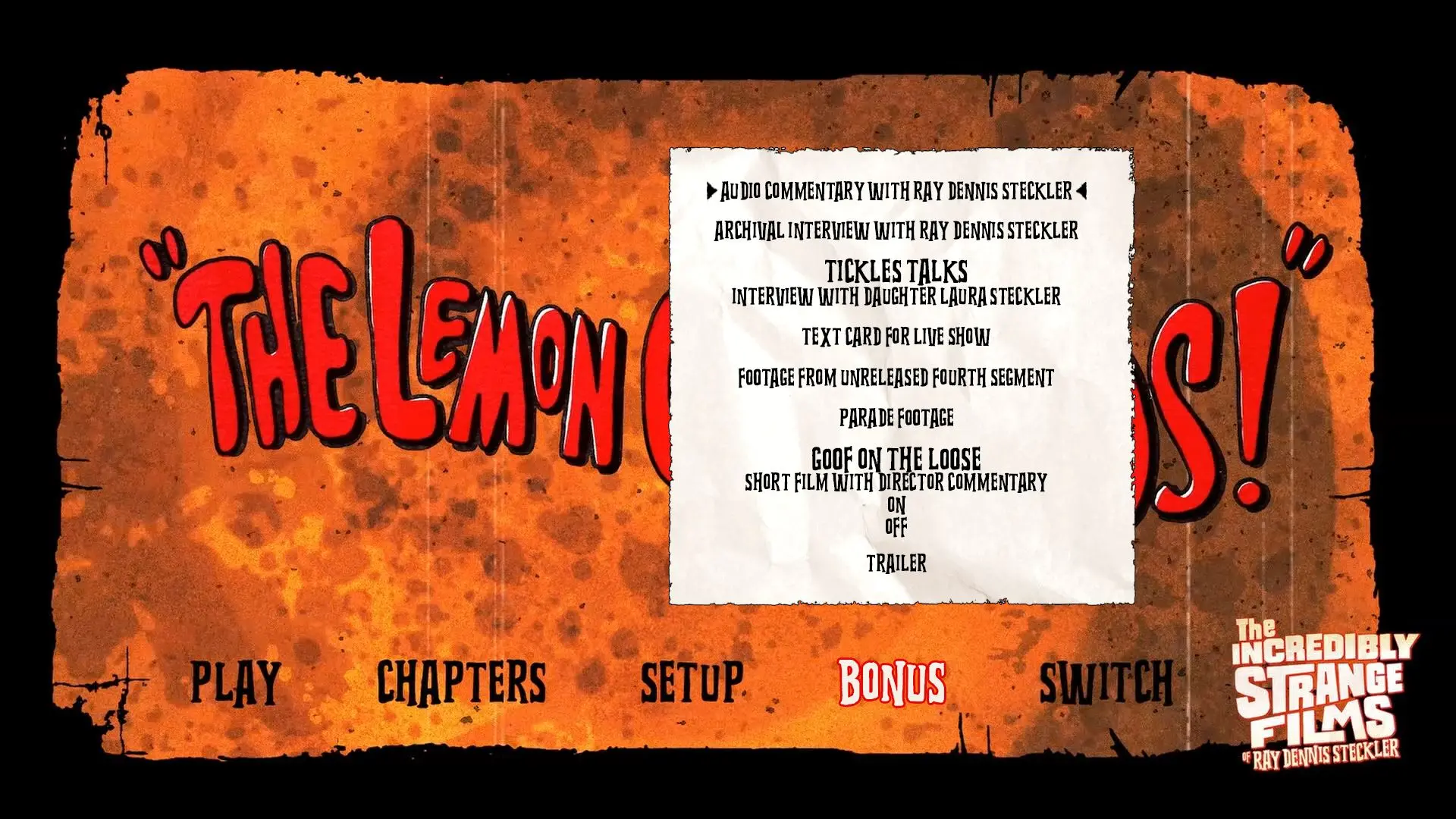 The Lemon Grove Kids! Blu-ray Extras Menu