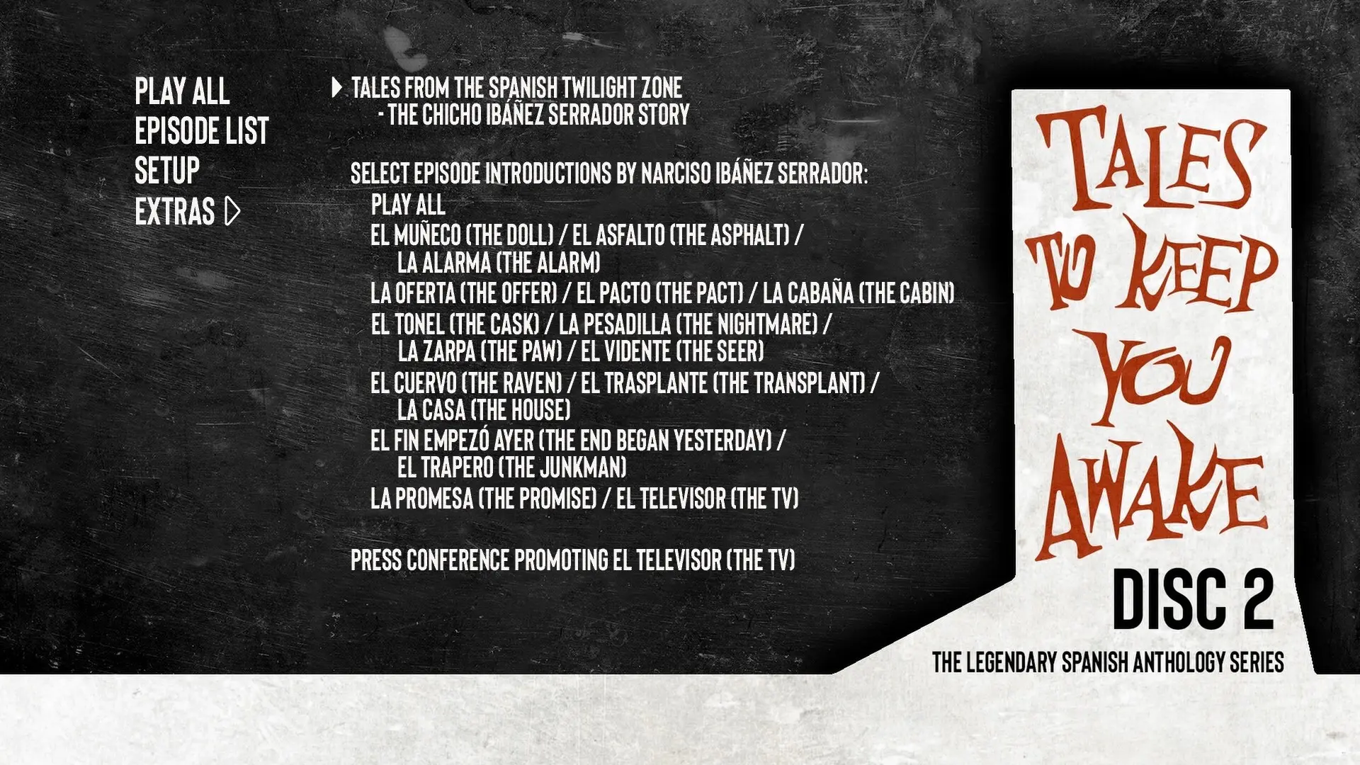 Tales to Keep You Awake extras menu