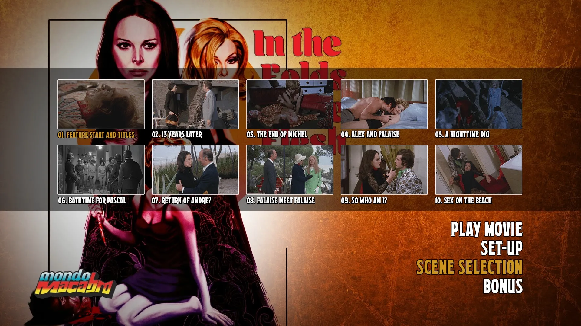 In the Folds of the Flesh scene select menu