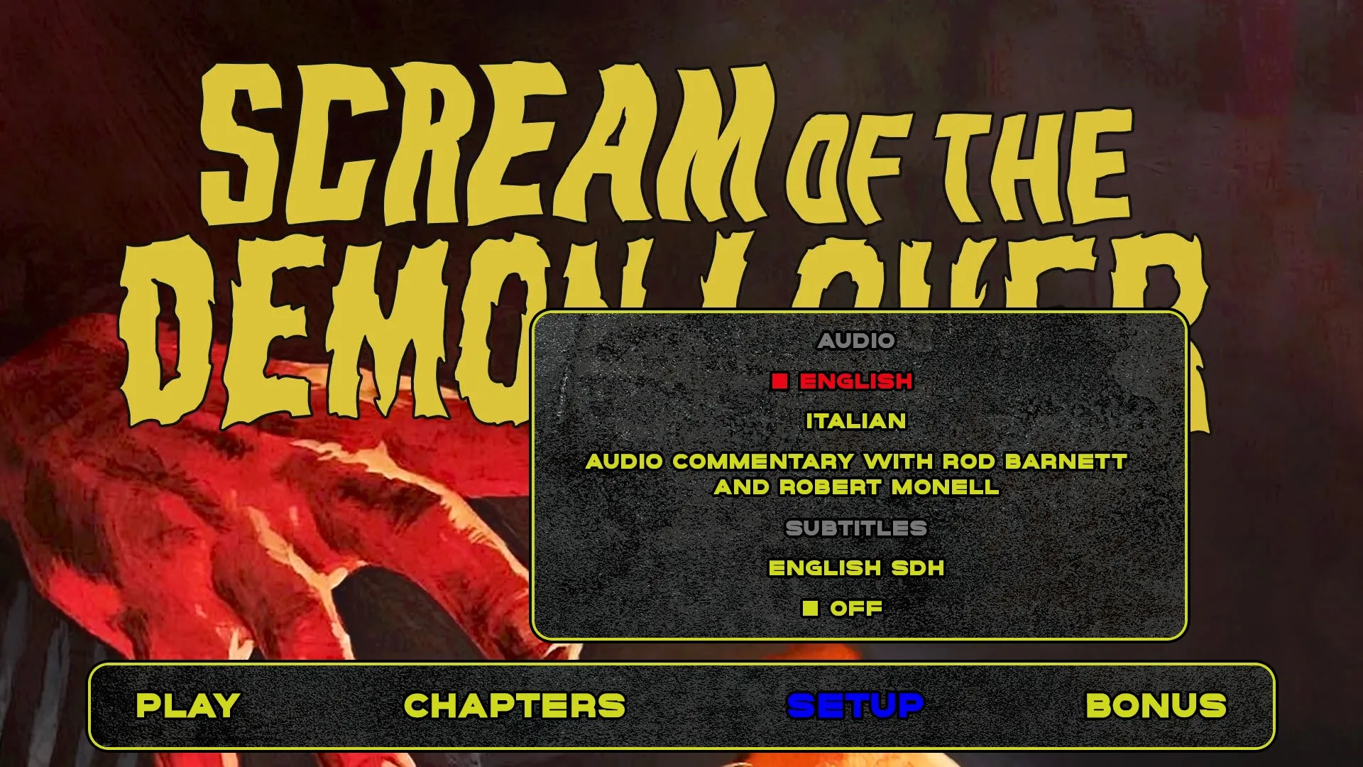 Scream of the Demon Lover setup menu