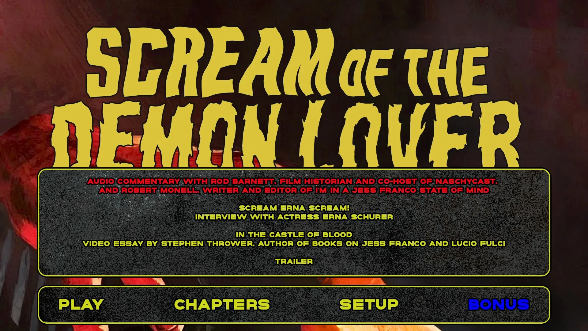 Scream of the Demon extras menu