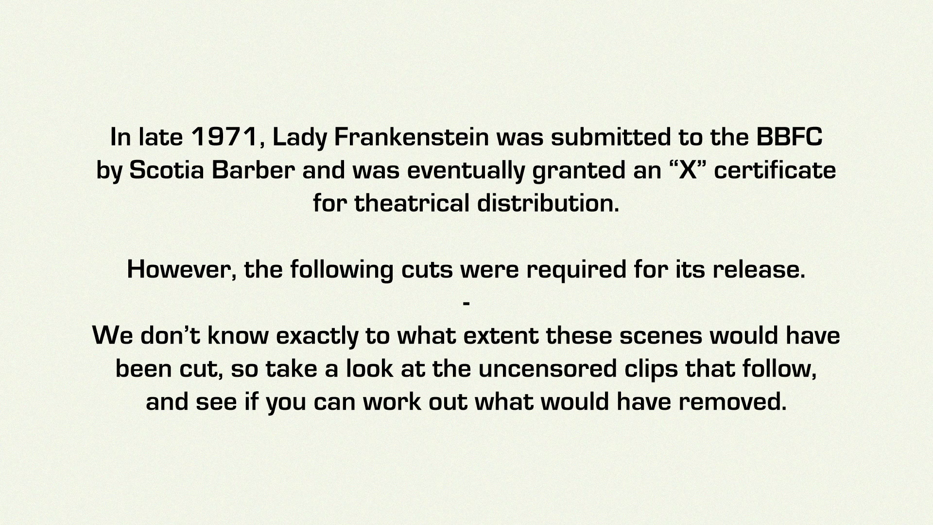 Lady Frankenstein BBFC cuts